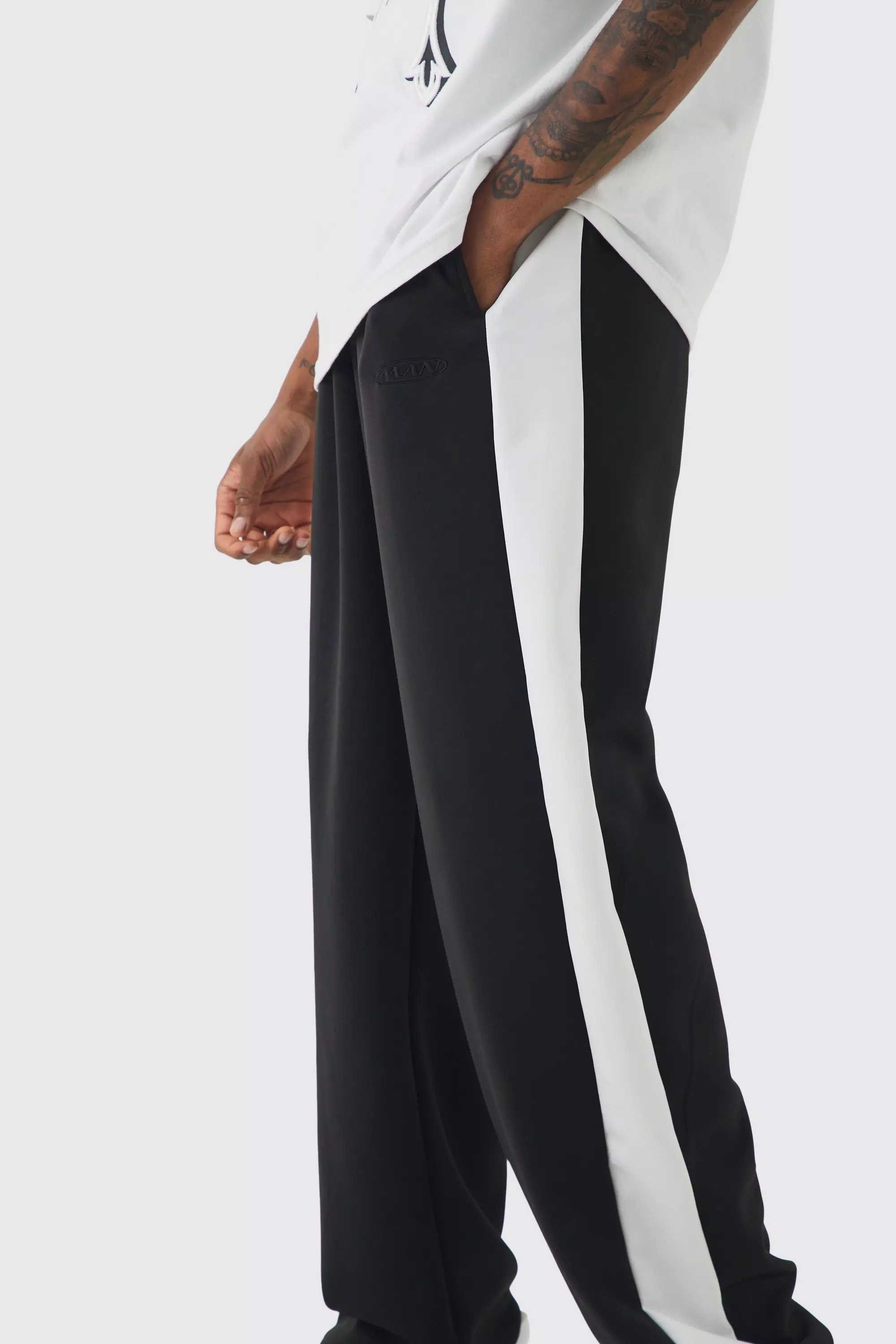 Tall Tricot Side Panel Embroidered Relaxed Fit Pants