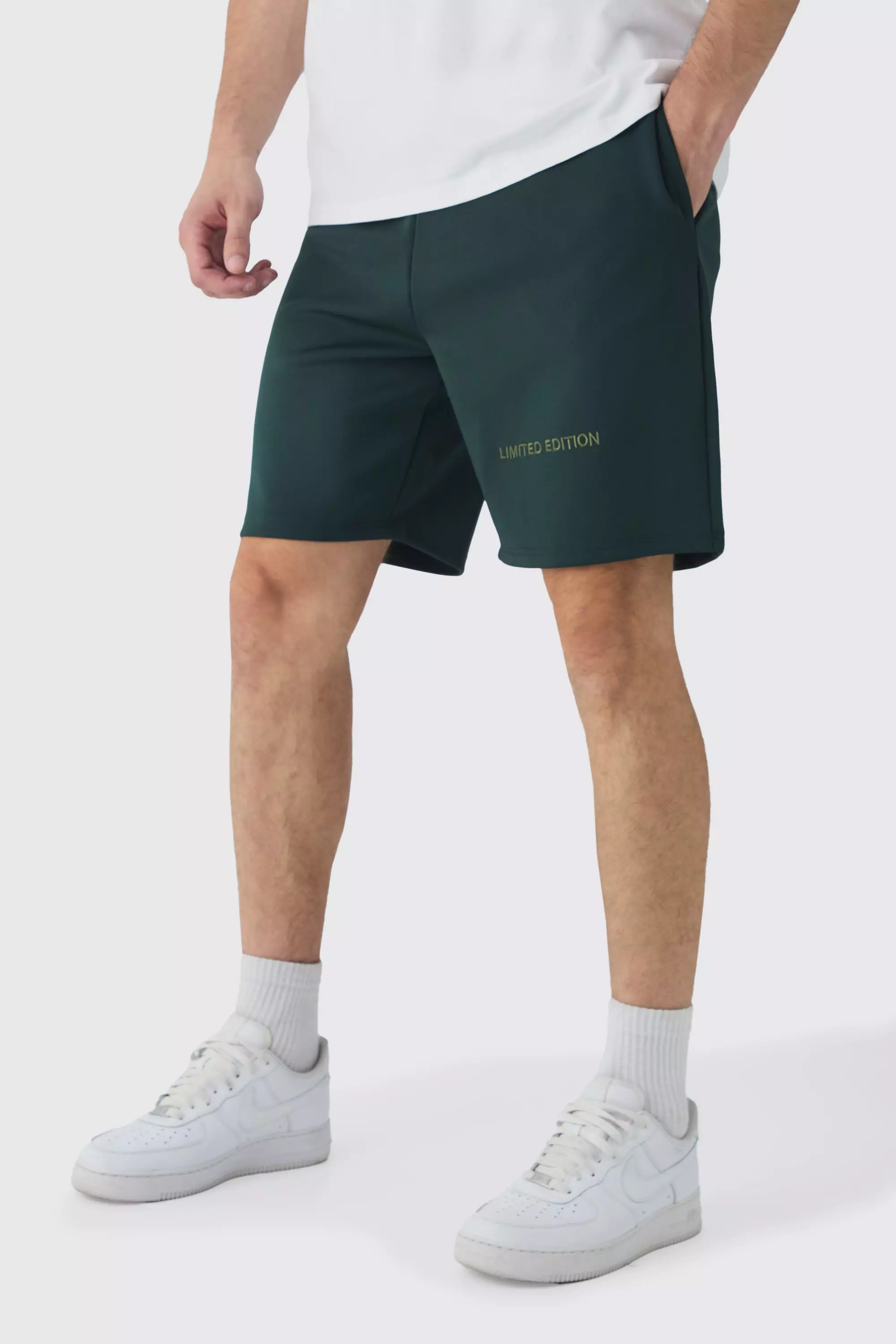 Tall Tricot Embroidered Relaxed Fit Shorts Green