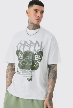 Tall Butterfly Skull Graphic T-shirt White