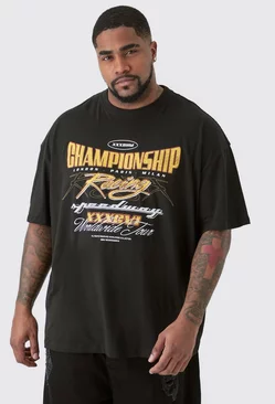 Plus Oversized Championship Moto Graphic T-shirt Black