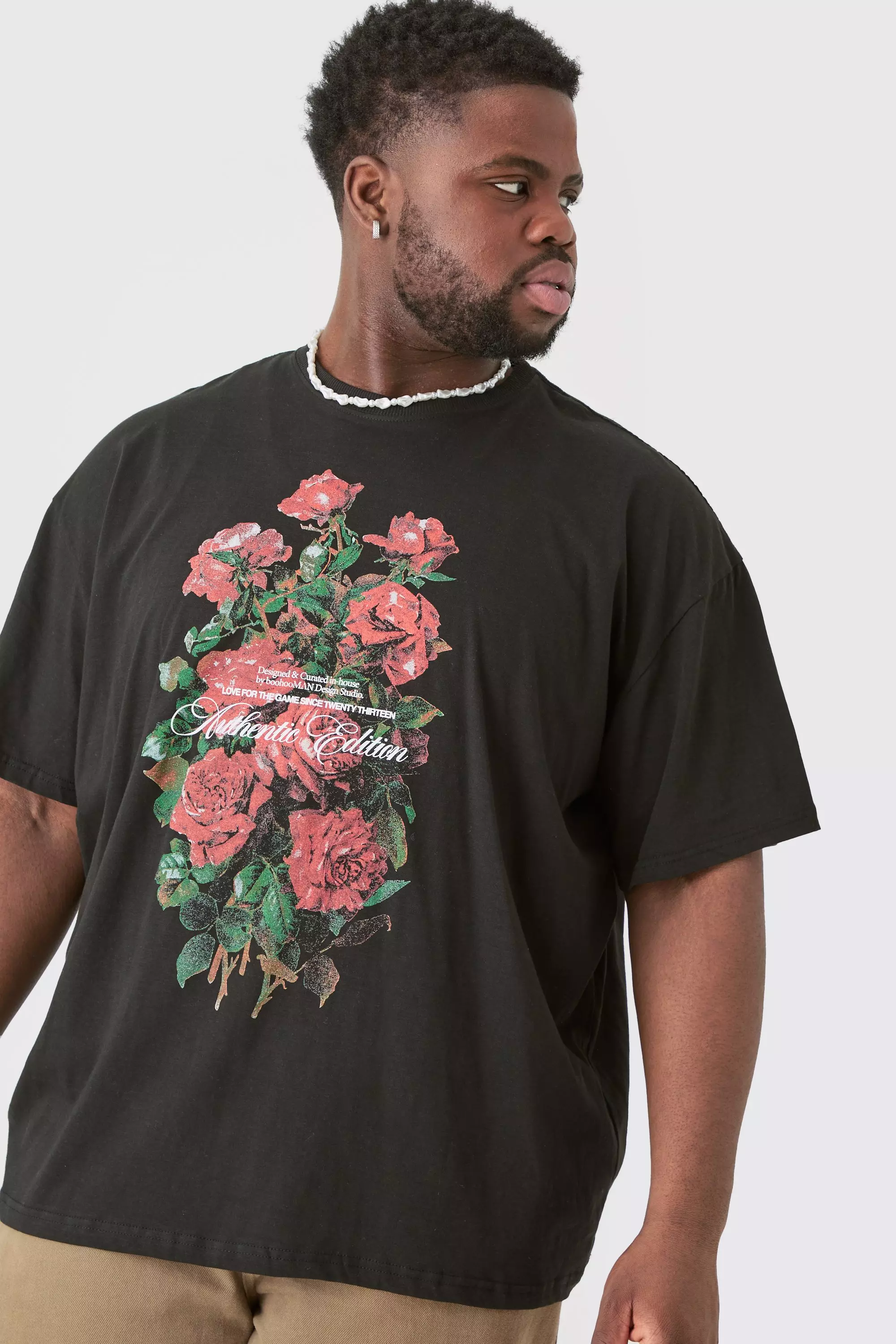 Plus Floral Graphic T-shirt Black