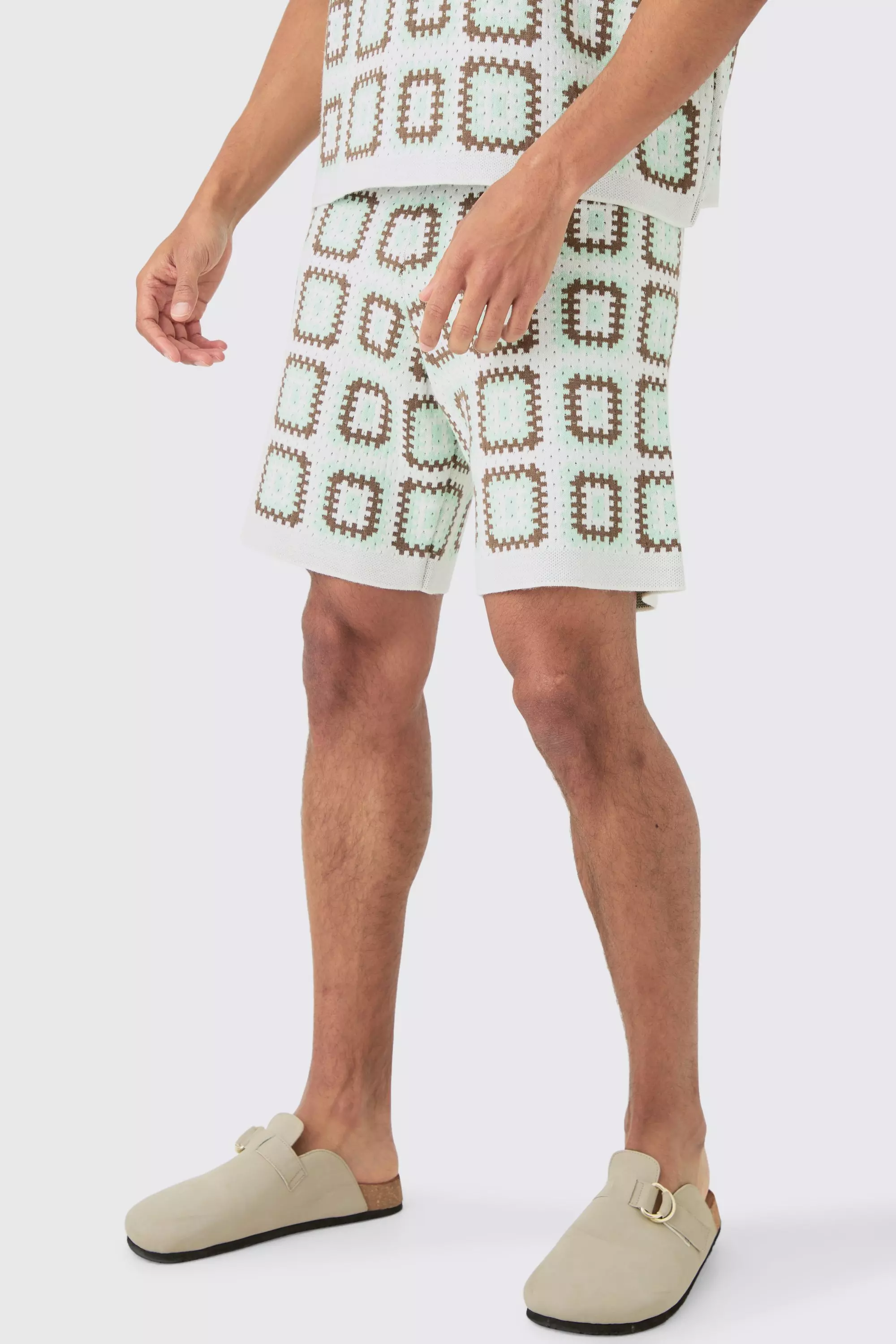 Relaxed Crochet Knit Short Sage