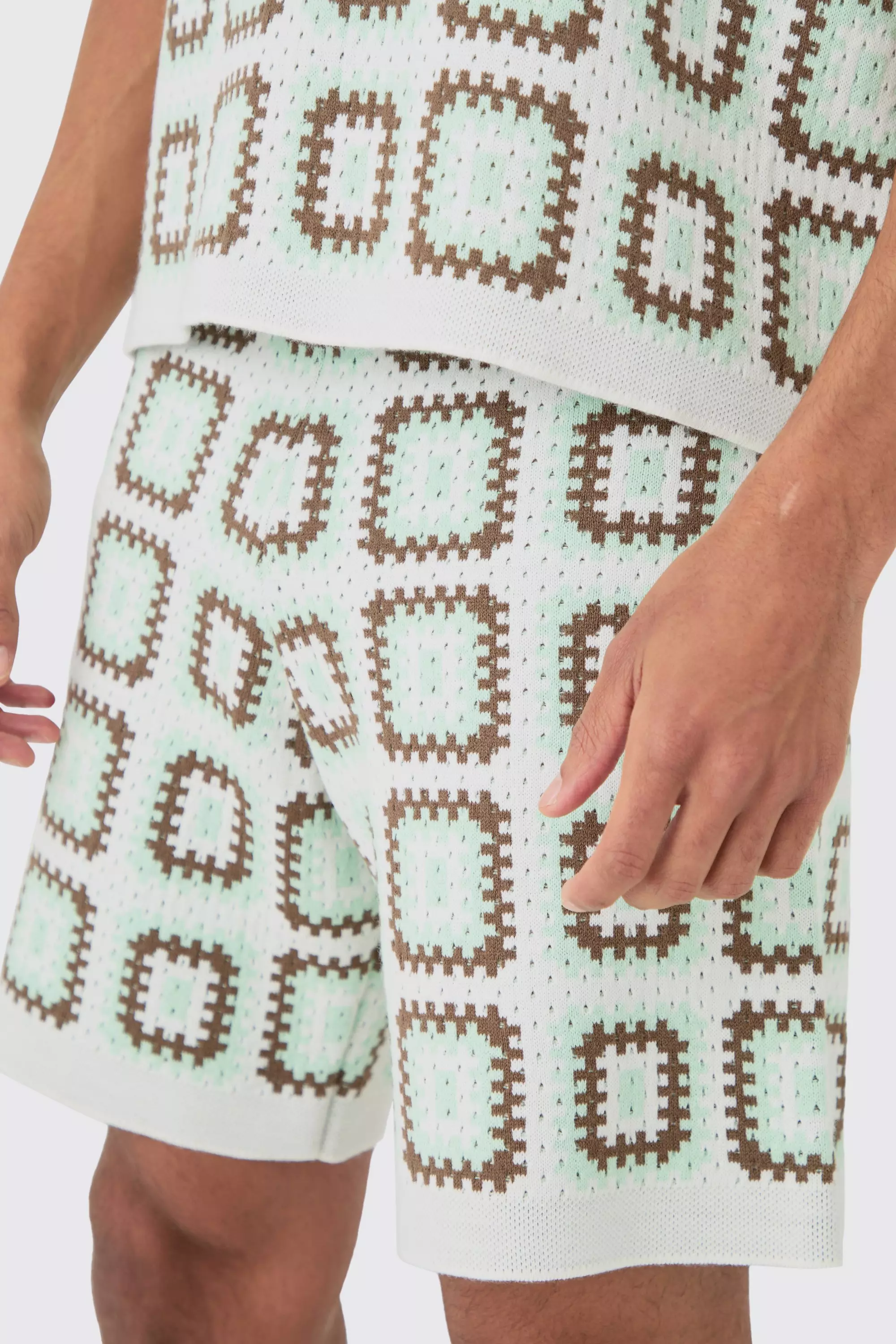 Sage Relaxed Crochet Knit Short alternative image
