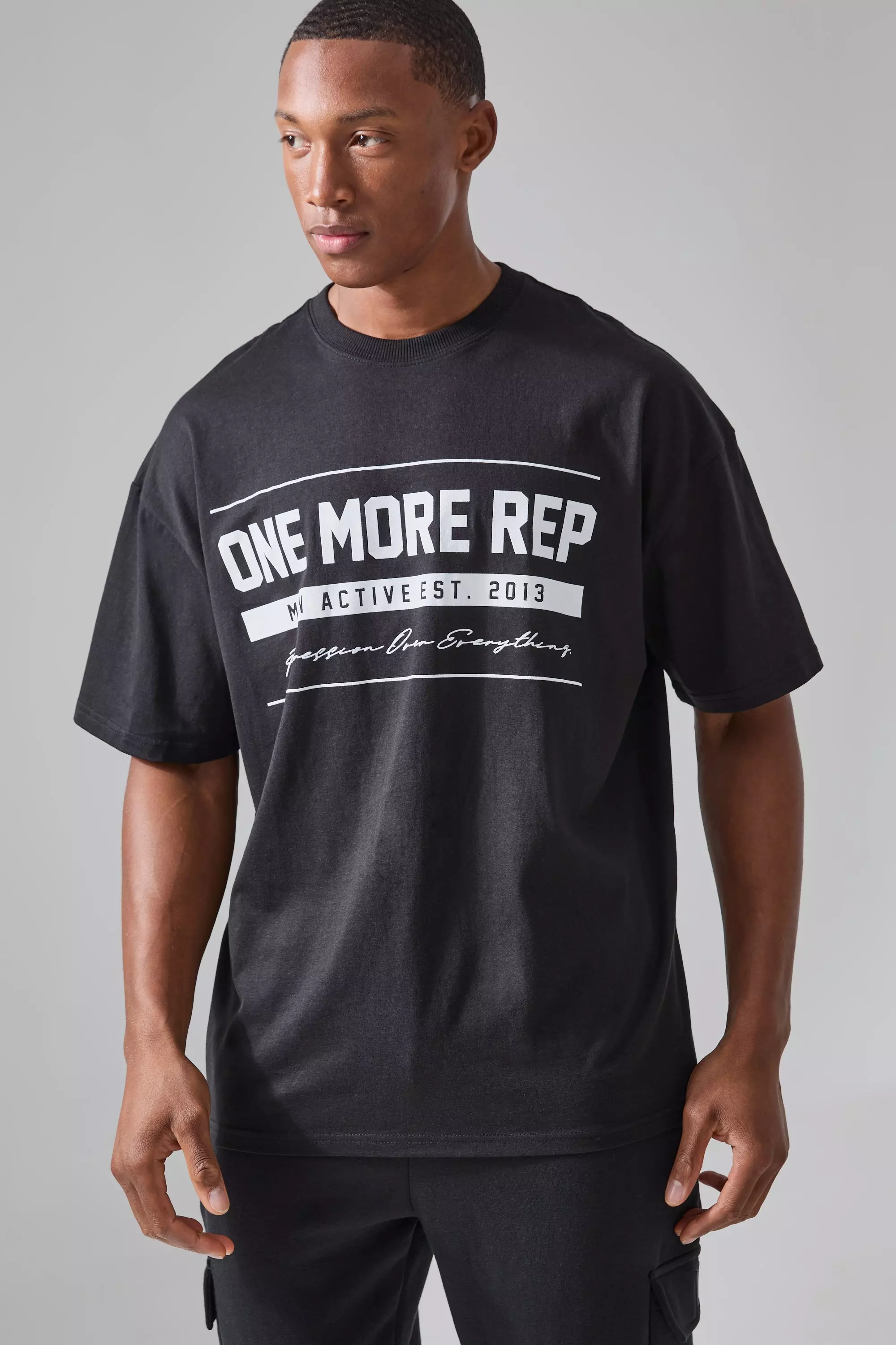 Man Active One More Rep Oversized T-shirt Black