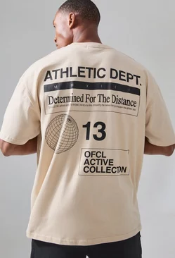 Sand Beige Man Active Athletic Dept. Oversized T-shirt