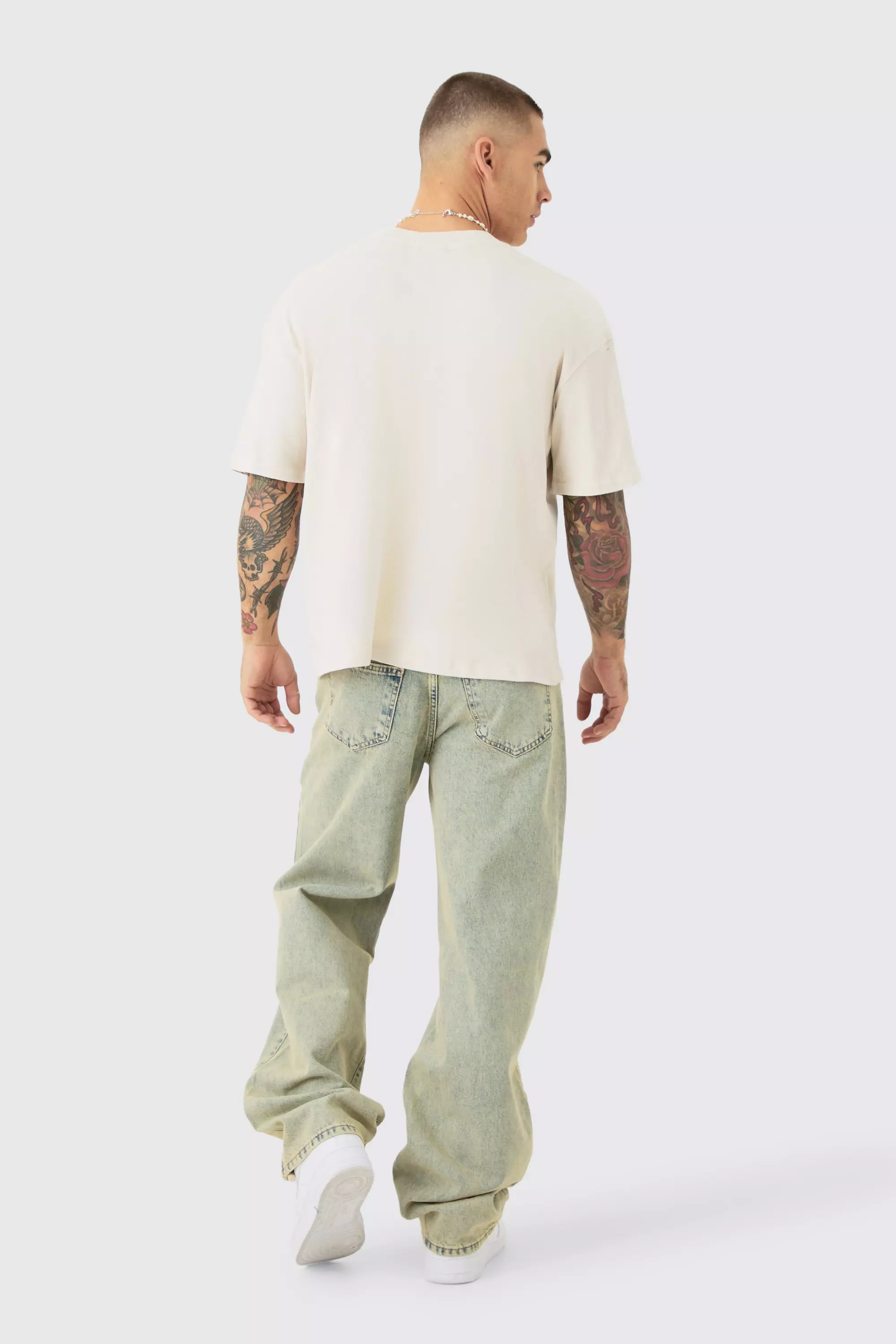 Oversized Boxy Homme Landscape Print Wash T-shirt