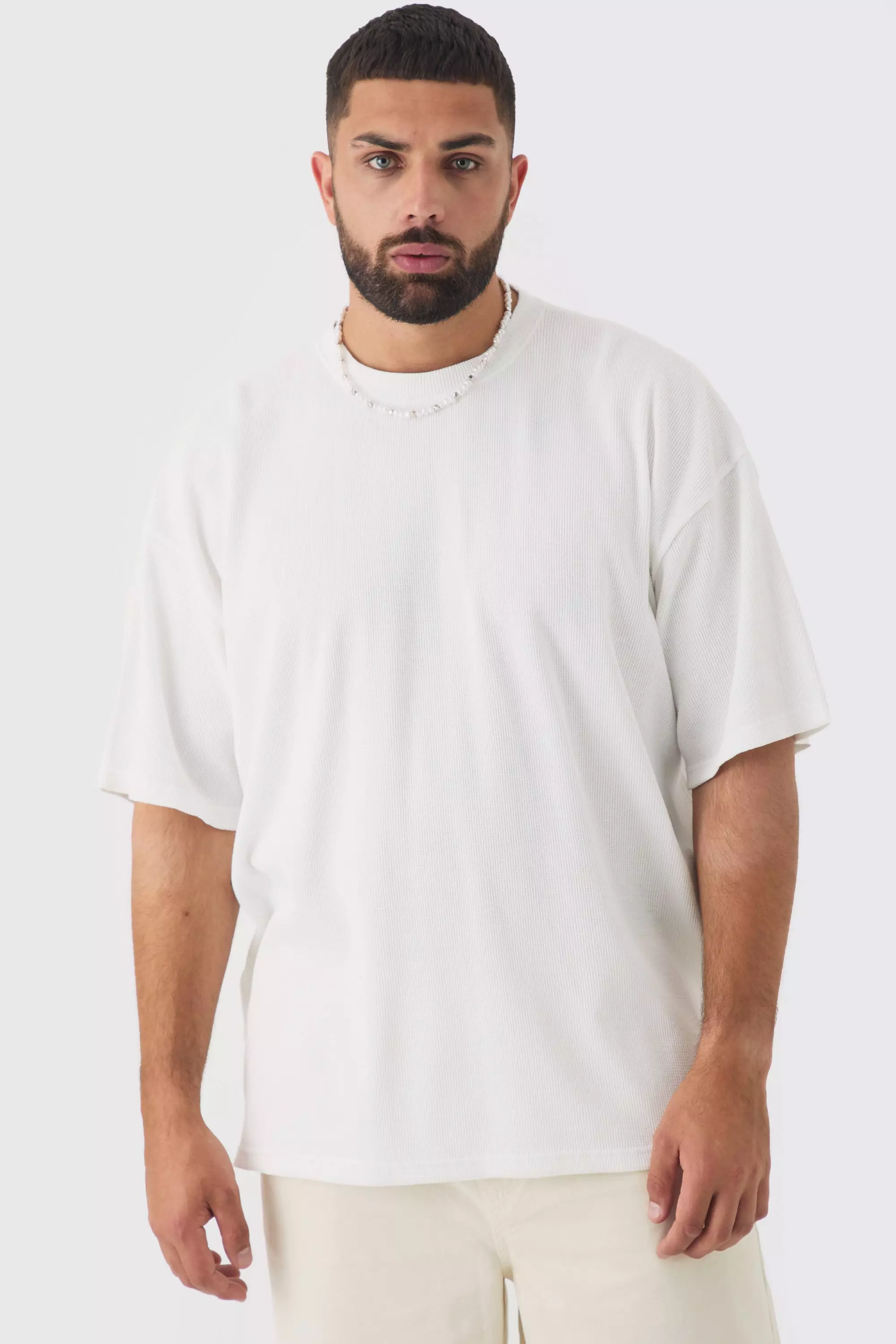 Grande taille - T-shirt oversize en tissu gaufré, White autre image
