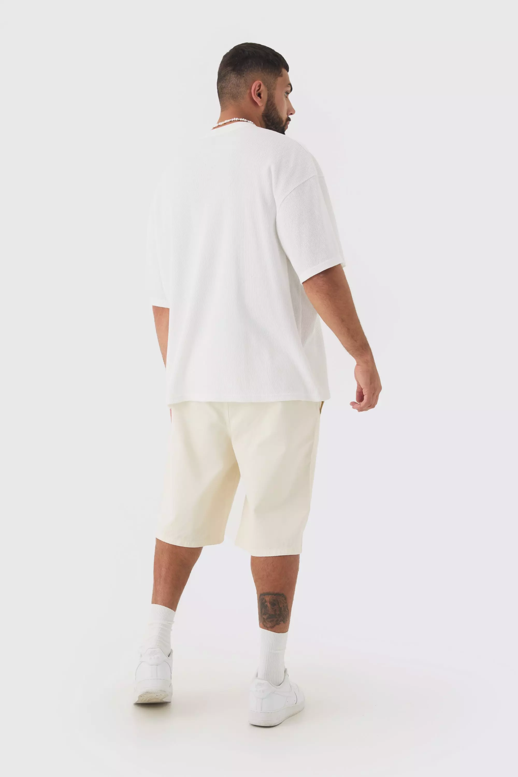 Grande taille - T-shirt oversize en tissu gaufré, White autre image