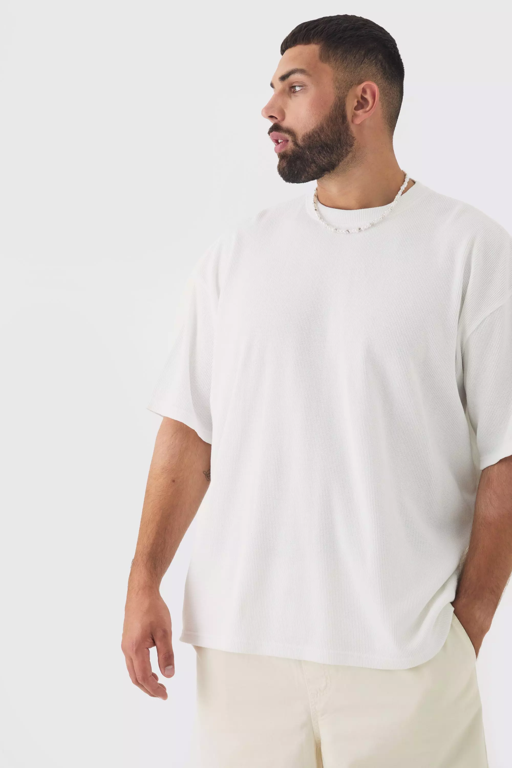 Grande taille - T-shirt oversize en tissu gaufré, White autre image