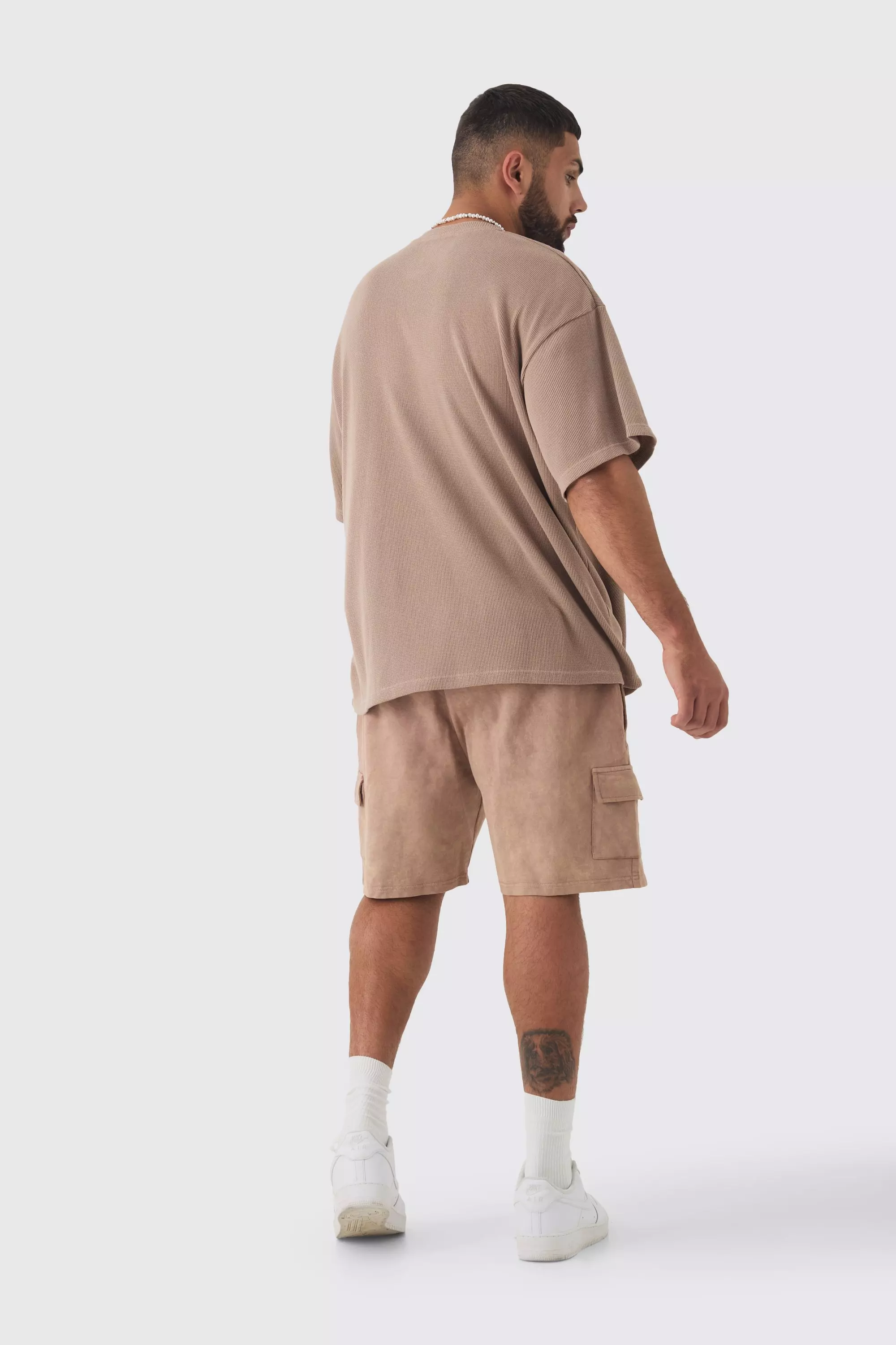 Plus Oversize T-Shirt in Waffeloptik, Mocha alternatives Bild