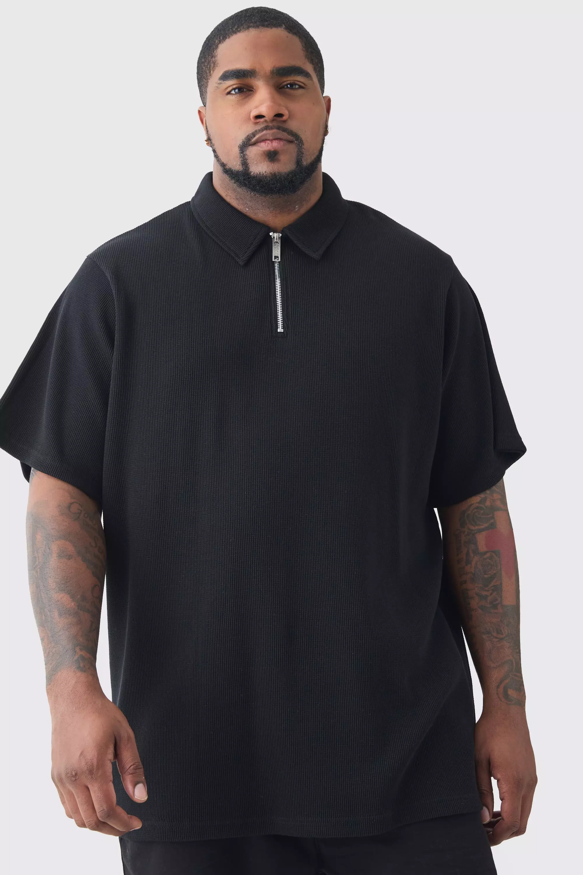 Plus Waffle Polo Black