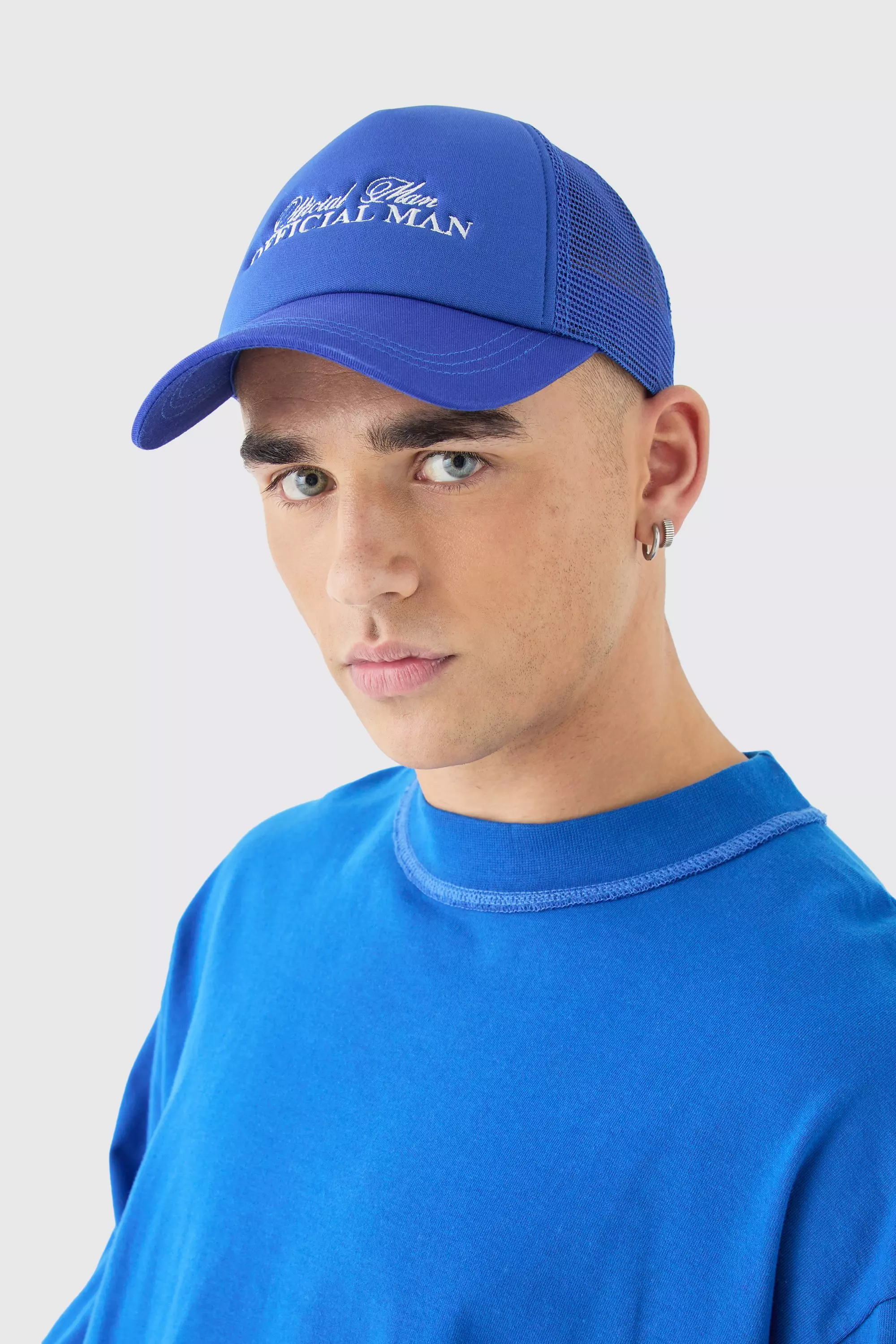 Official Man Embroidered Foam Cap With Mesh Panels In Blue Blue