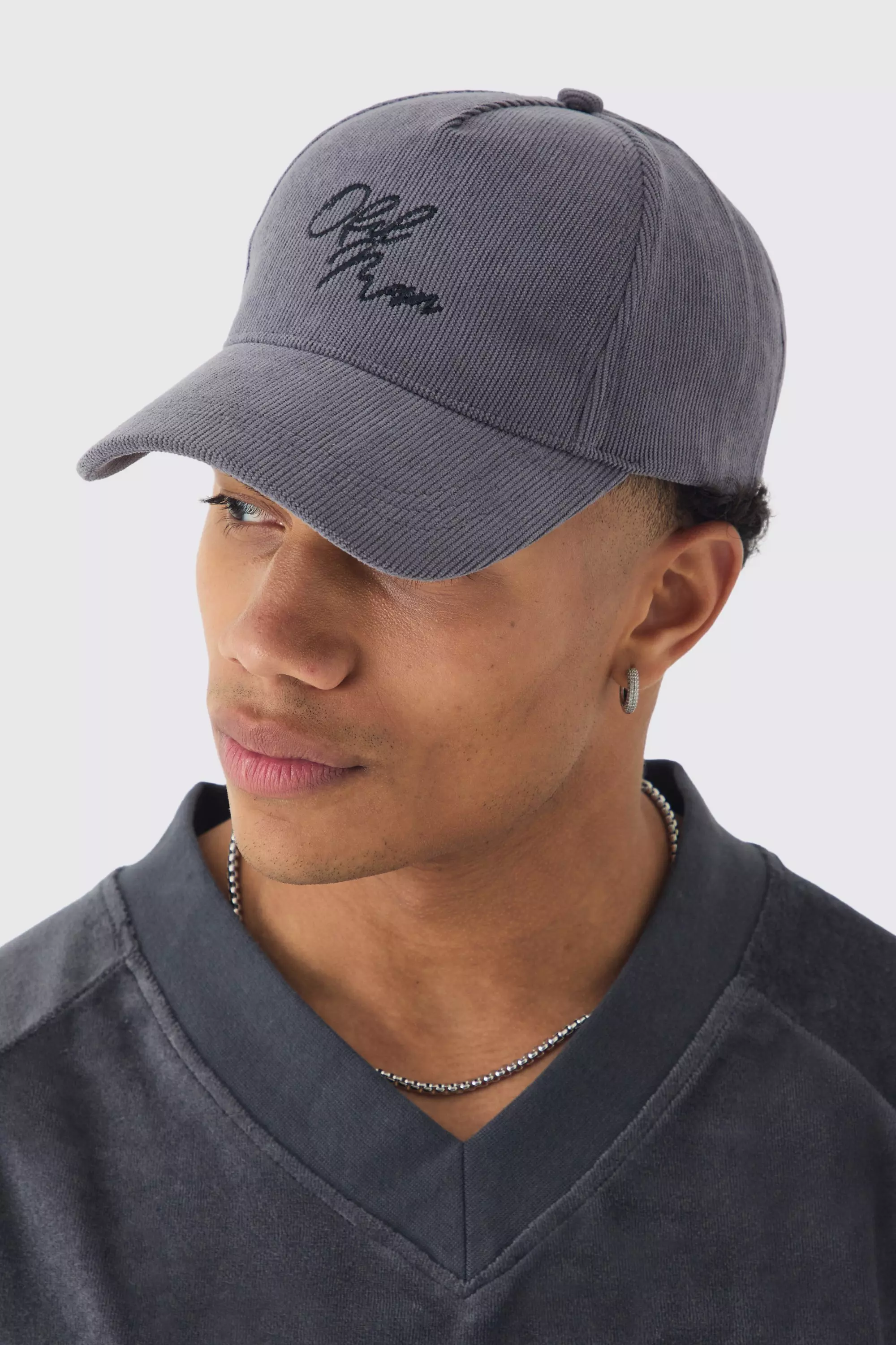 Cord Ofcl Man Embroidered Cap In Grey Grey