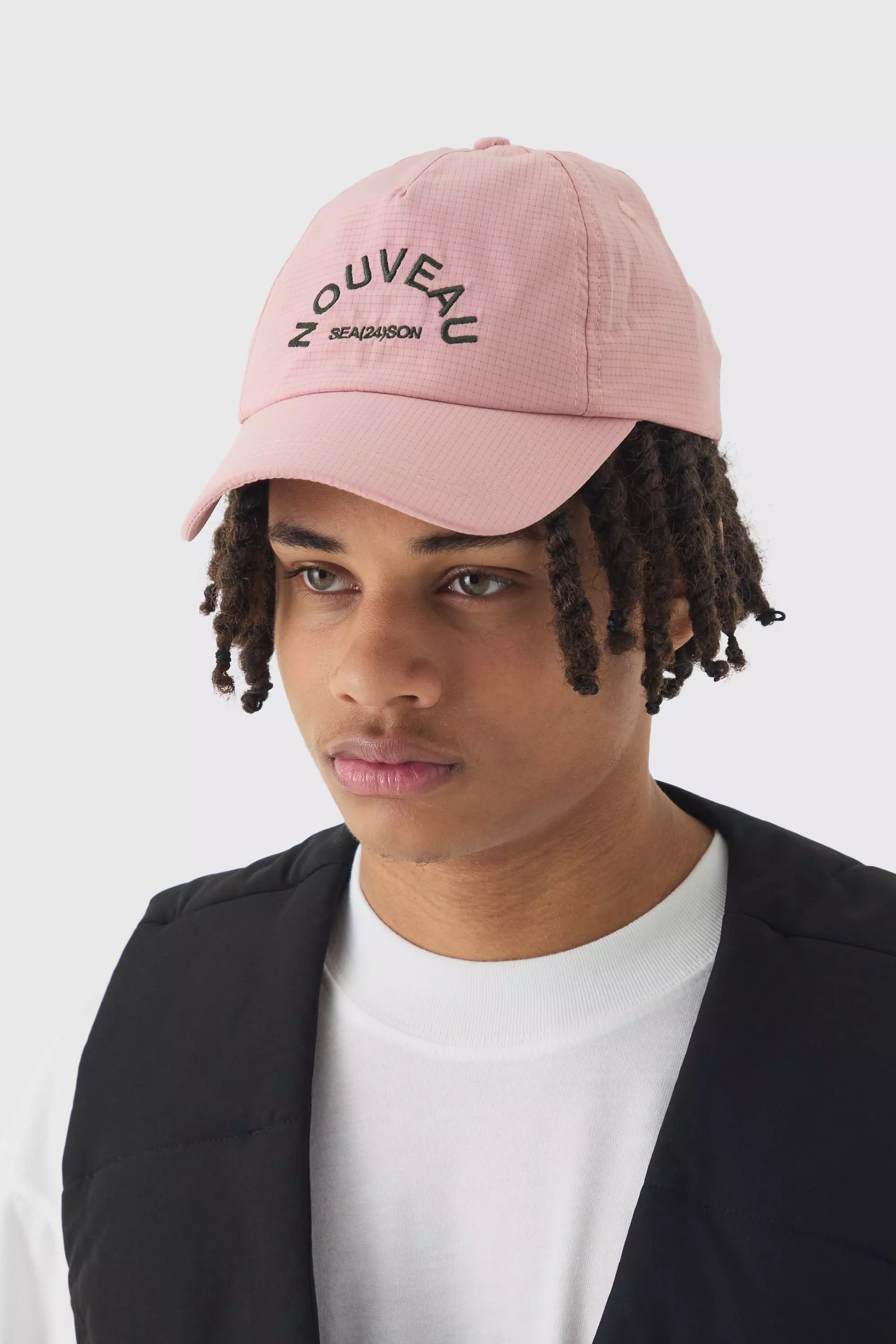 Ripstop Embroidered Graphic Cap In Pink Pink