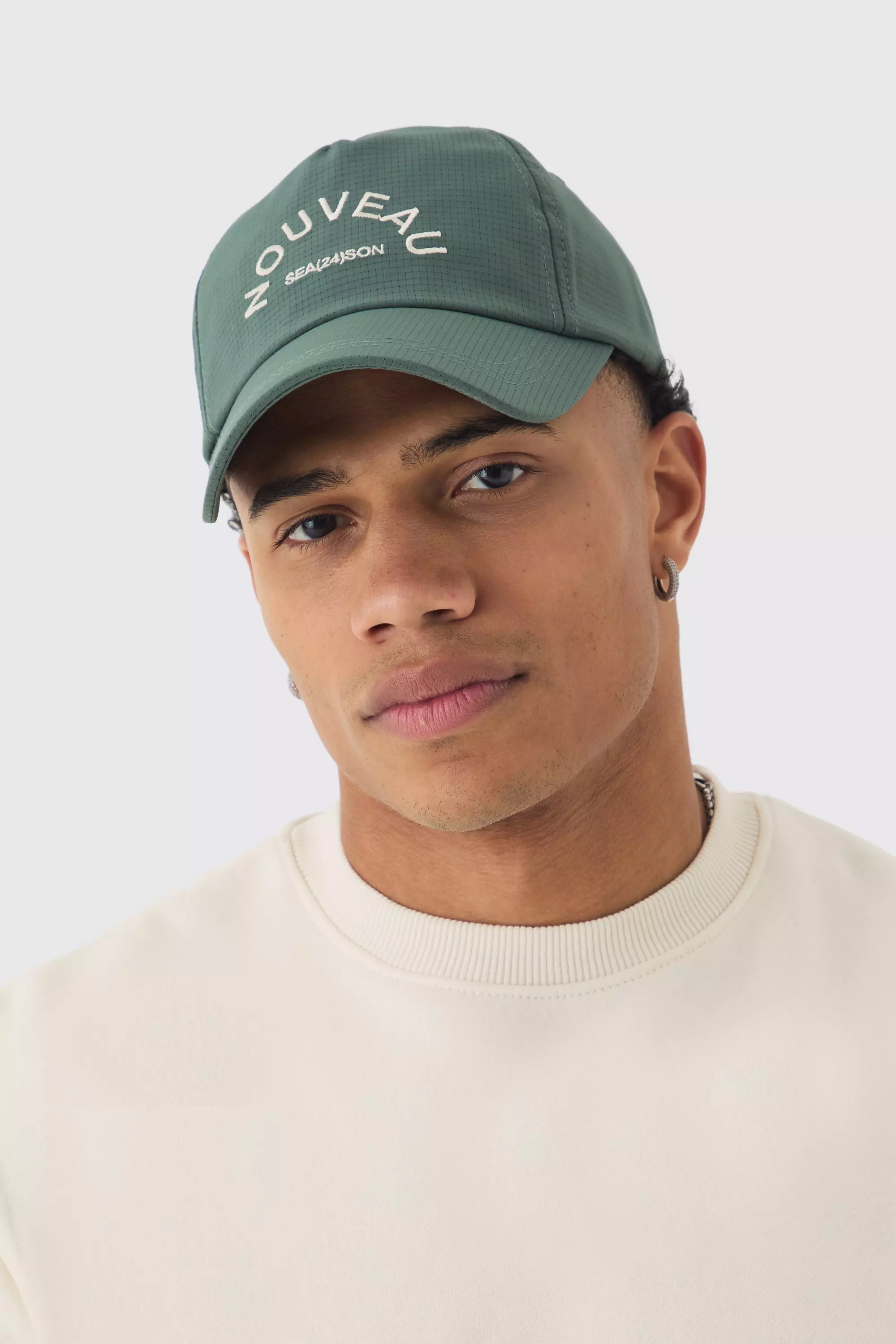 Ripstop Embroidered Graphic Cap In Khaki Khaki