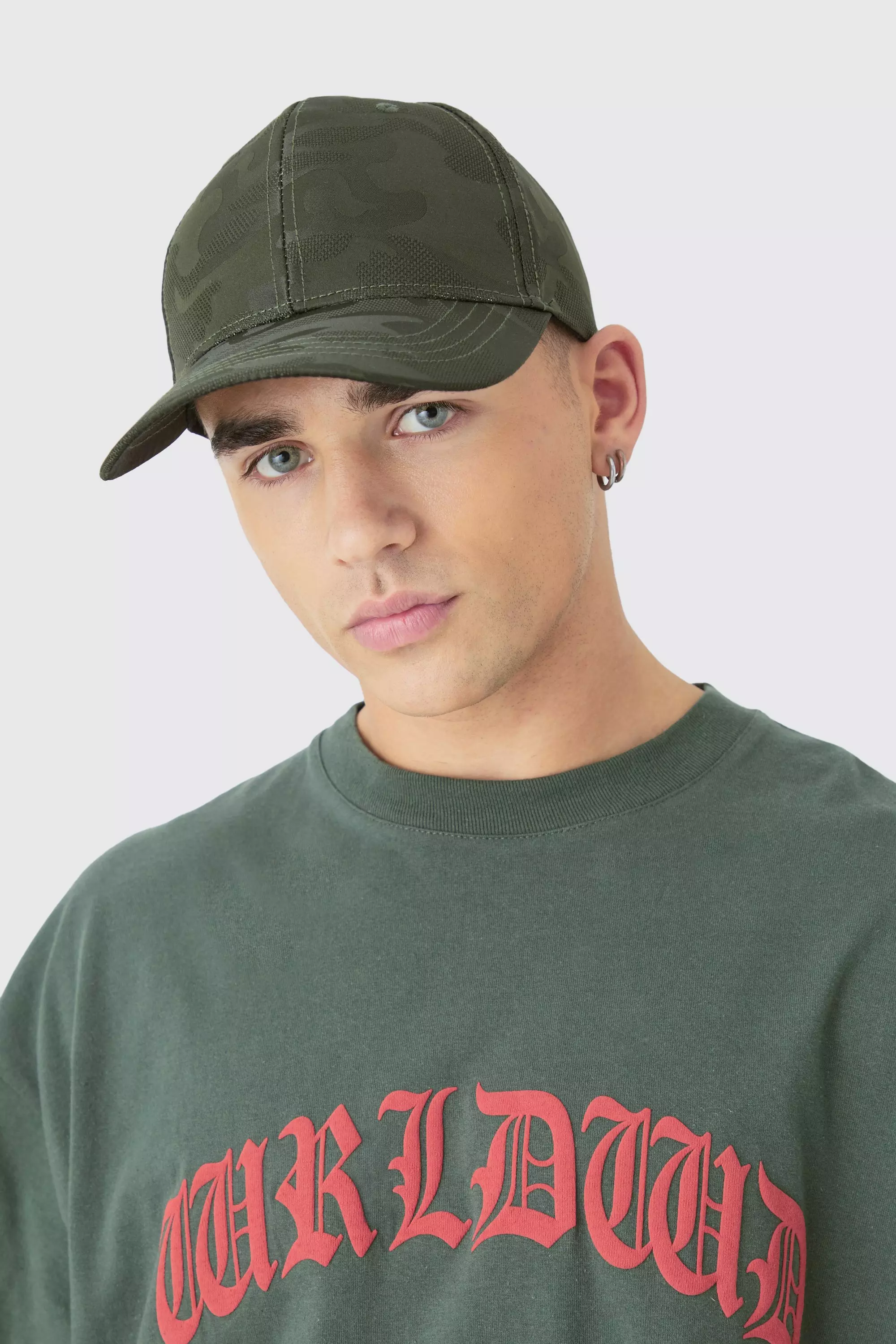 All Over Camo Print Cap In Green Green