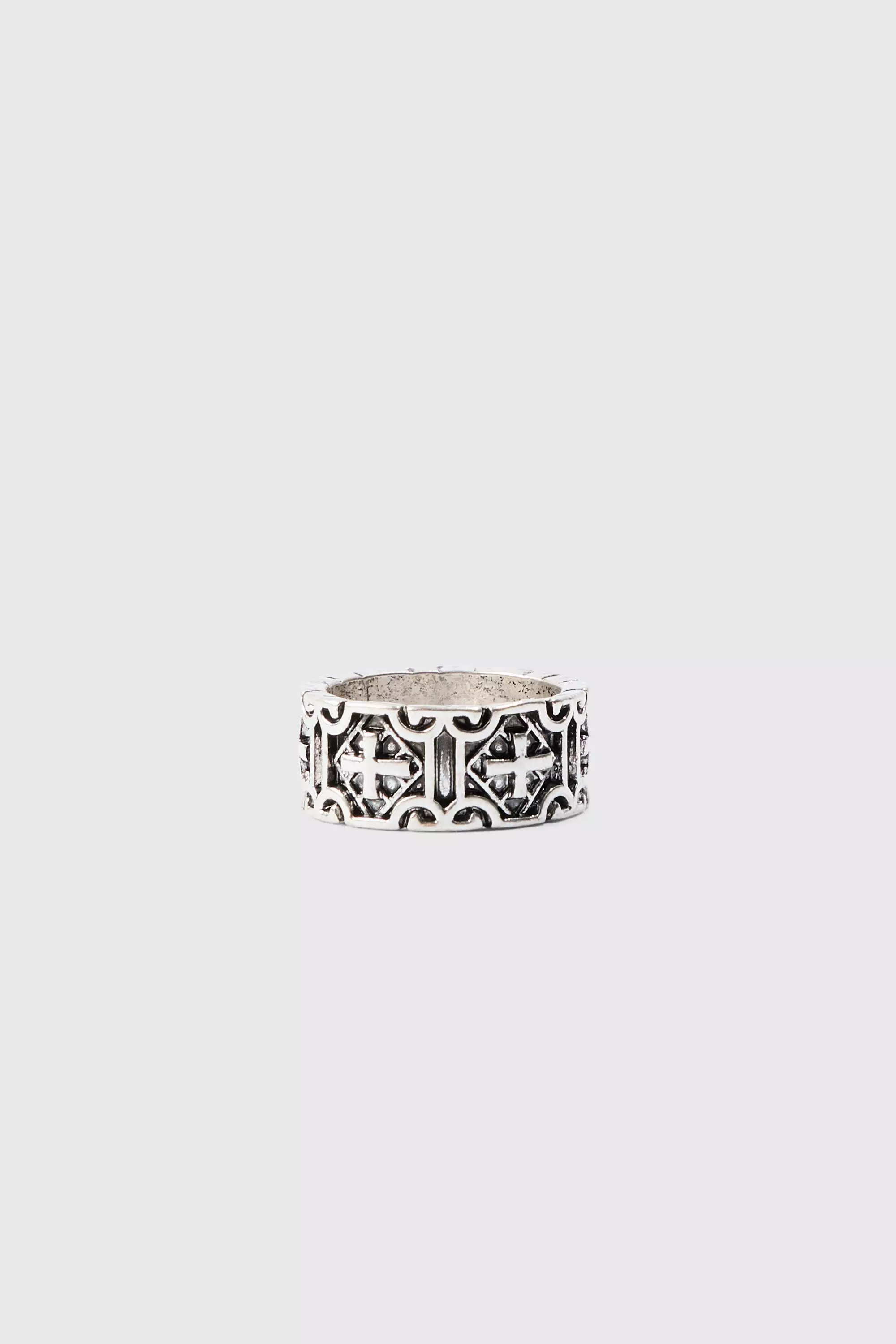 Cross Embossed Ring In Silver Silver