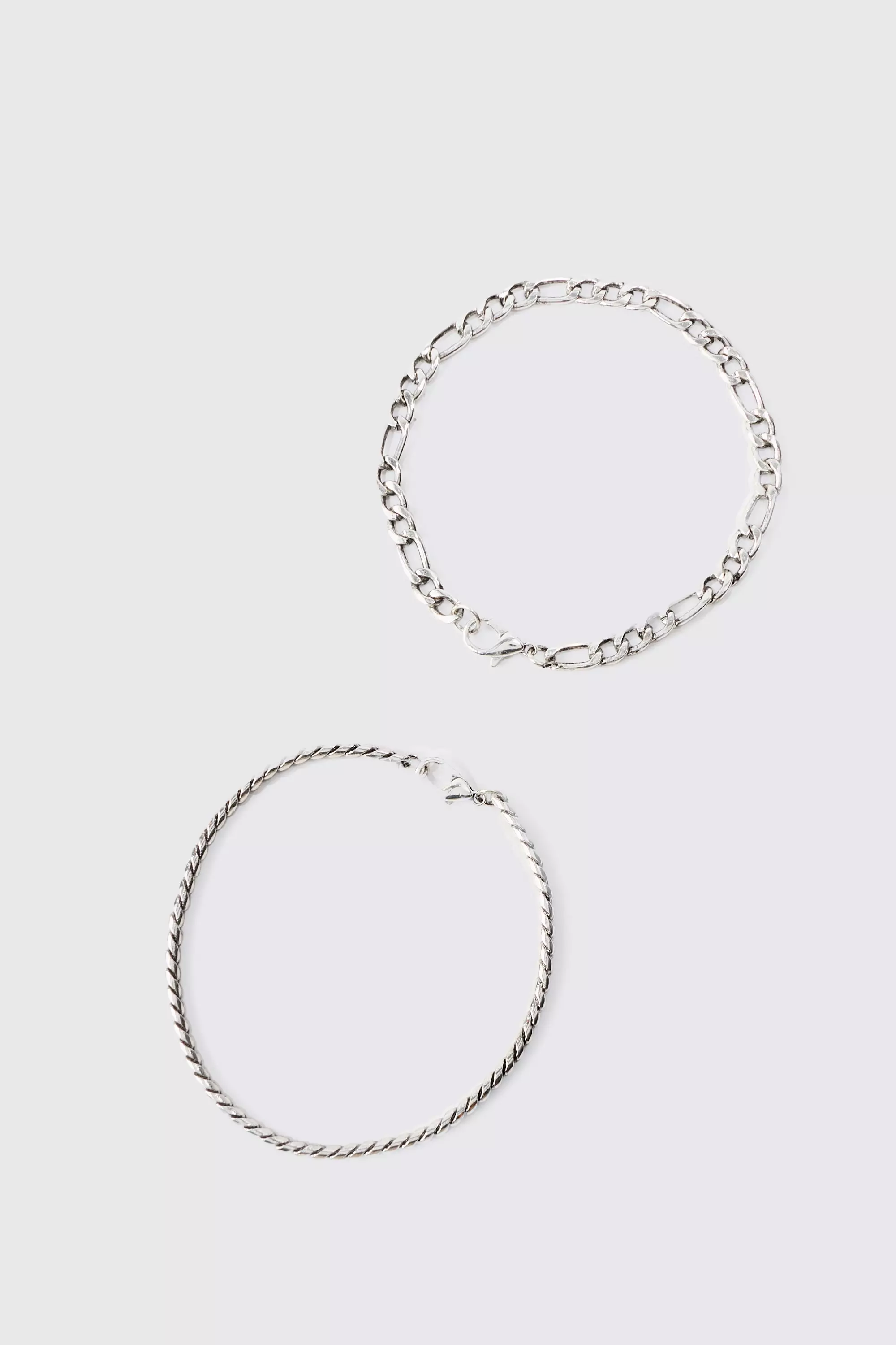 2 Pack Chain Bracelets In Silver Silver