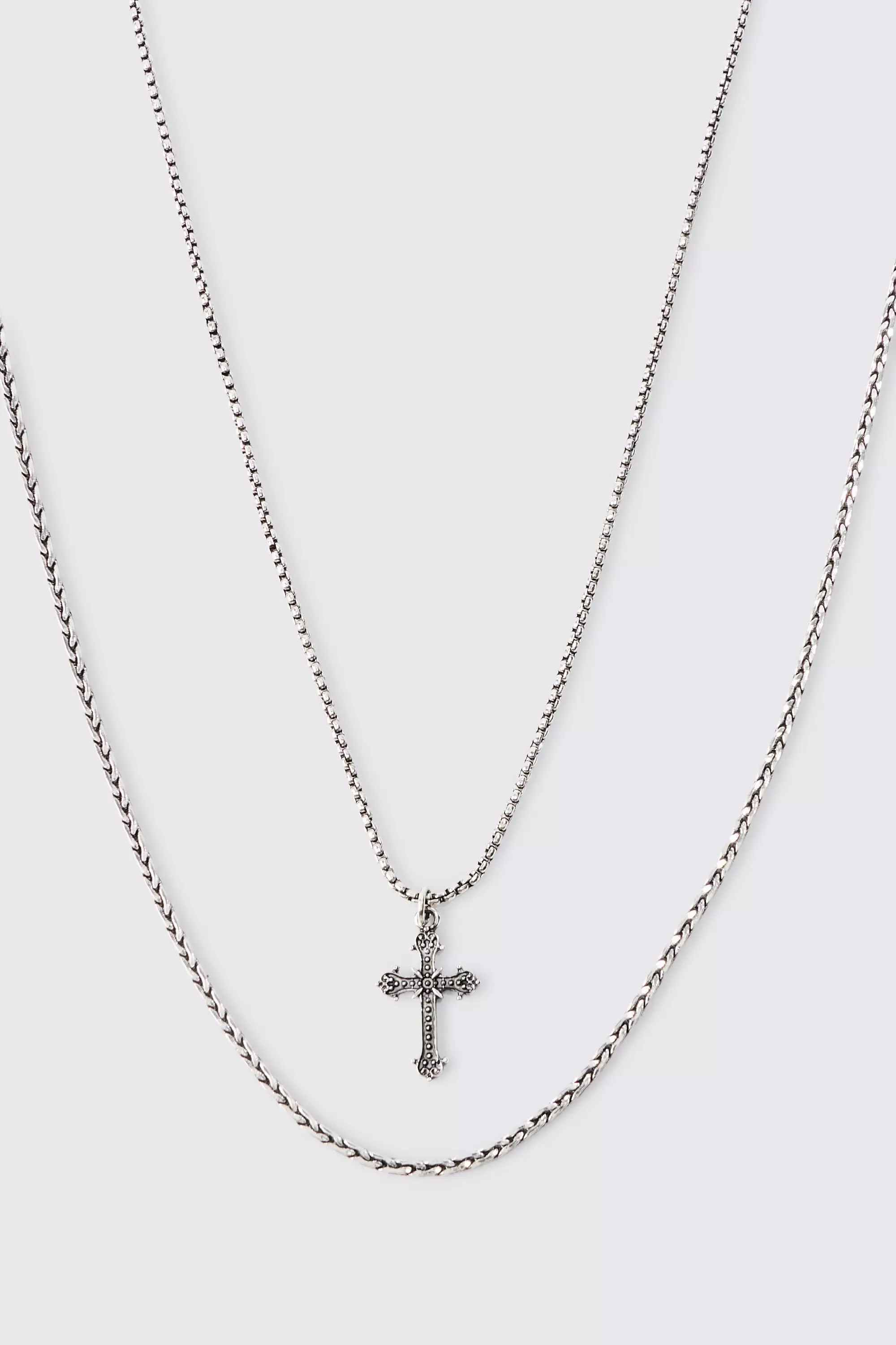 2 Pack Cross Pendant Necklace In Silver Silver