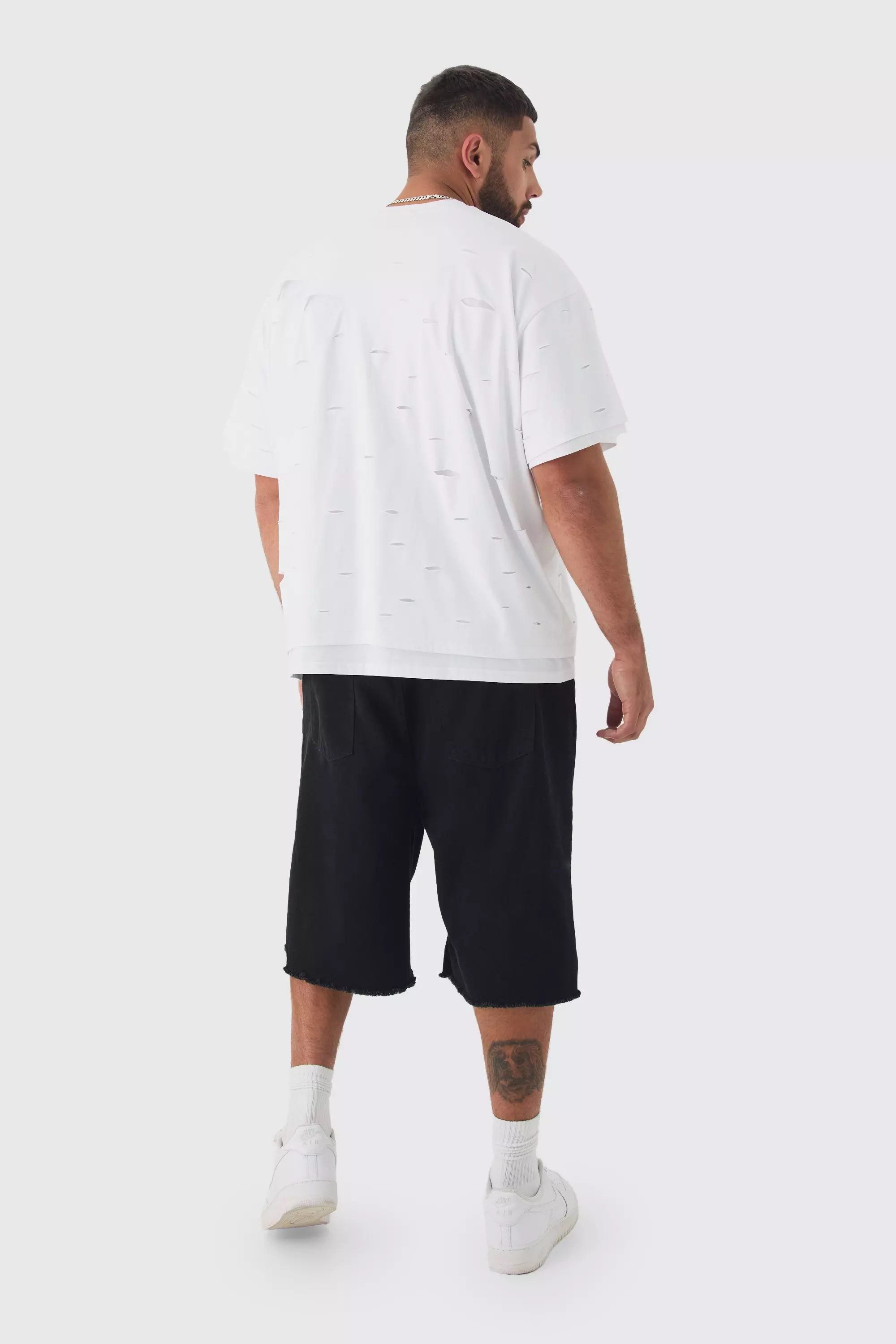White Plus Oversized Double Layer Worldwide T-shirt alternative image