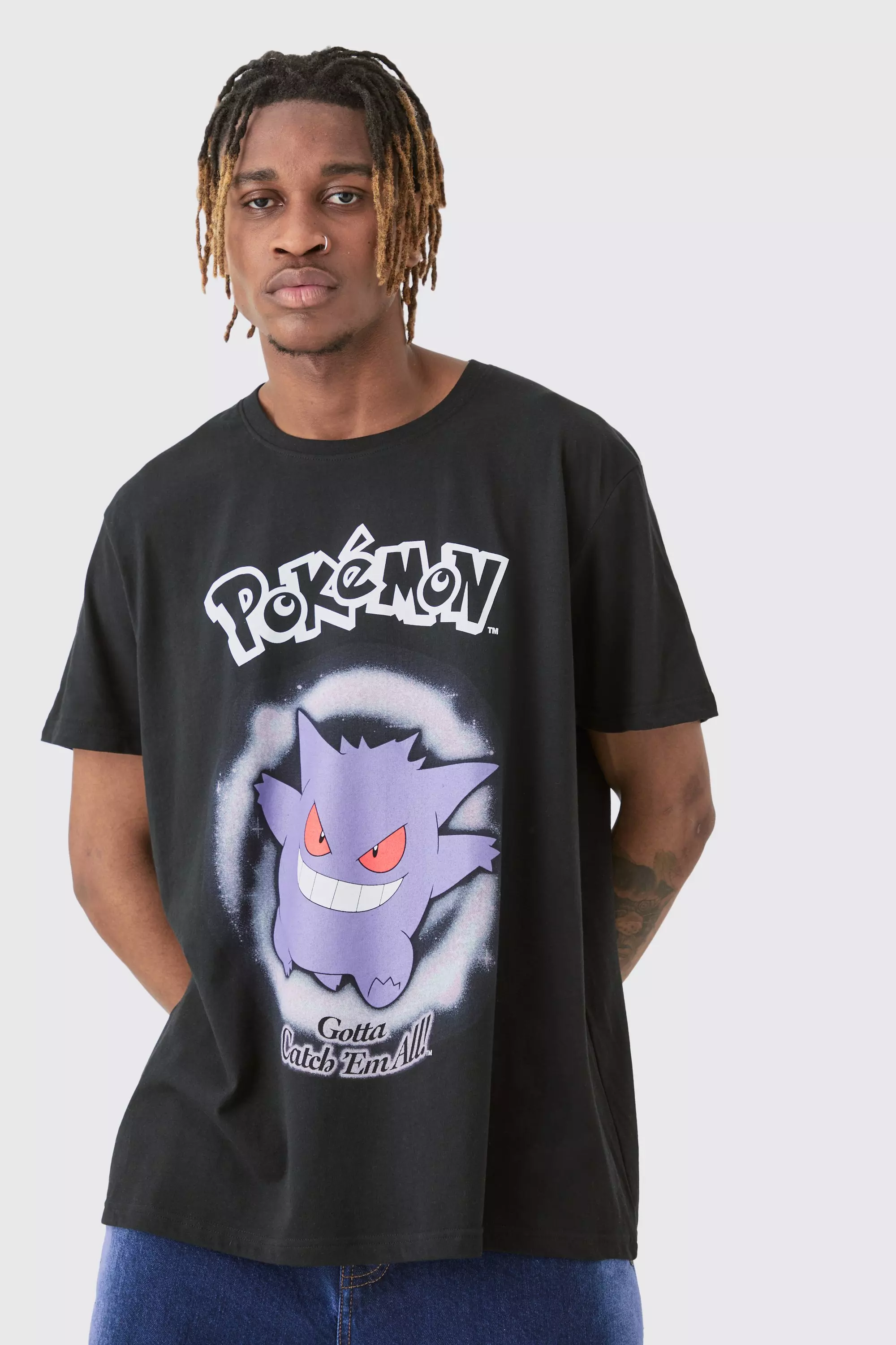 Tall Pokemon Gengar Printed Licensed T-shirt In Black alternative image