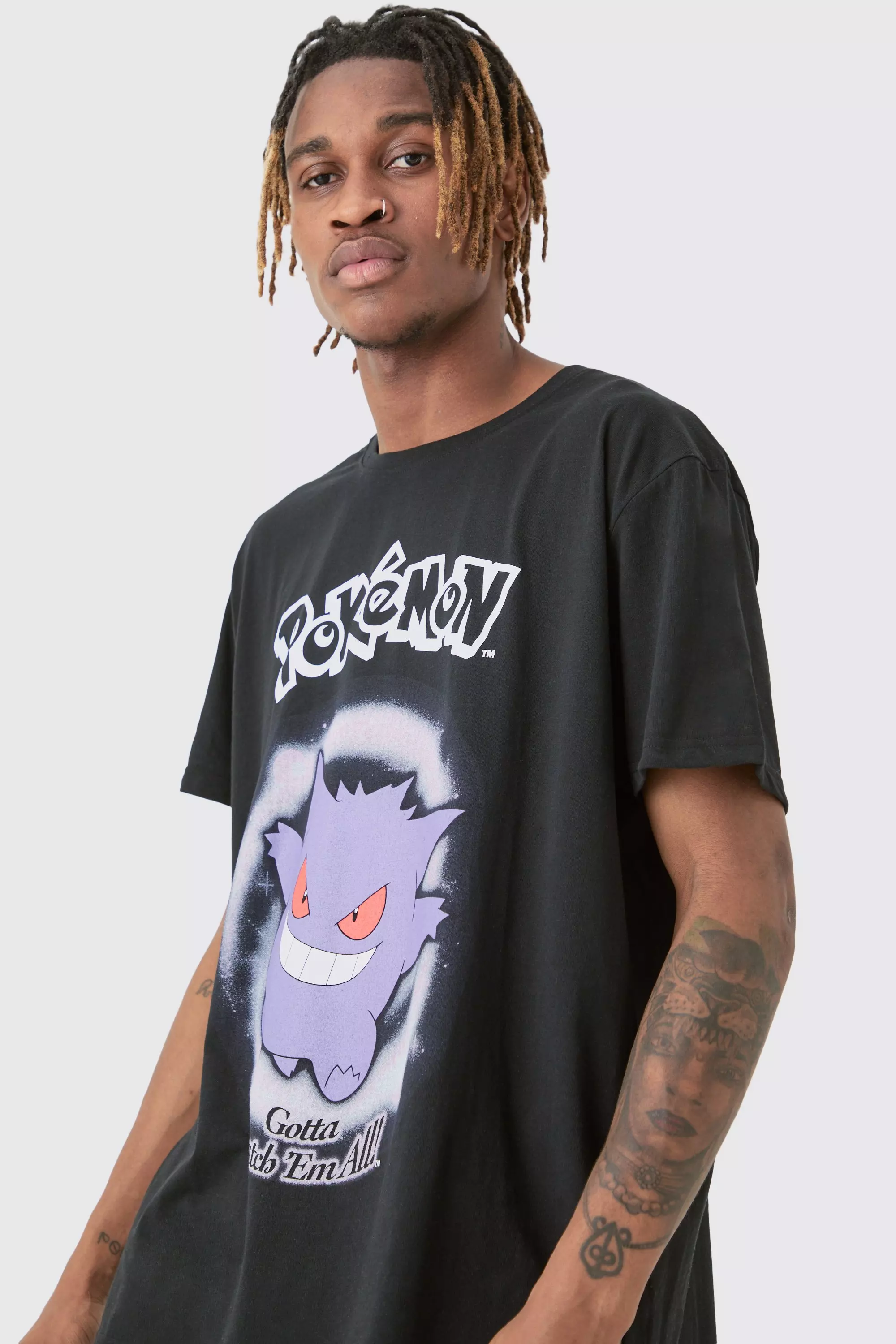 Tall Pokemon Gengar Printed Licensed T-shirt In Black alternative image