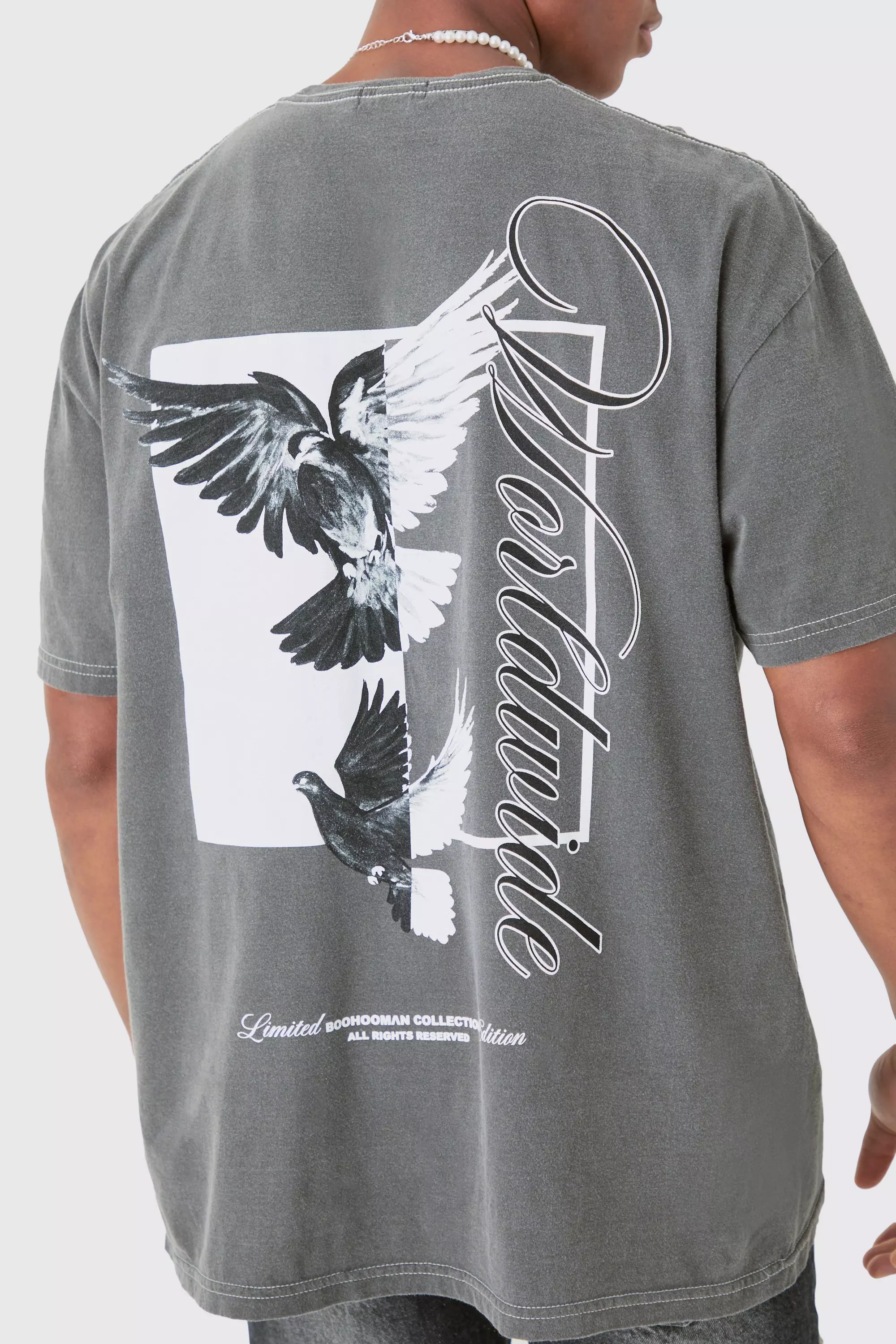 Oversized Dove Worldwide Graphic T-shirt Charcoal