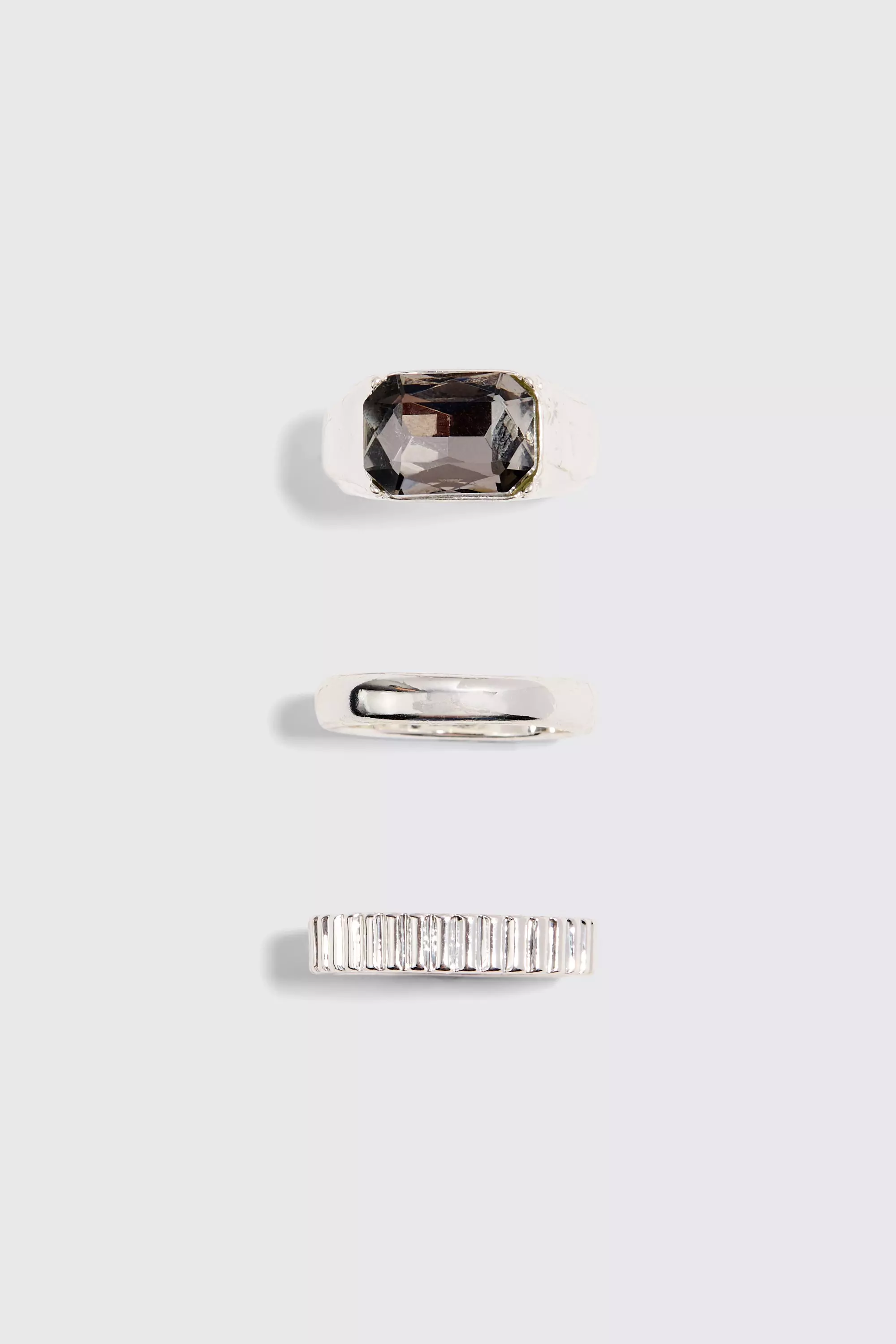 3 Pack Gem Stone Rings In Silver alternative image