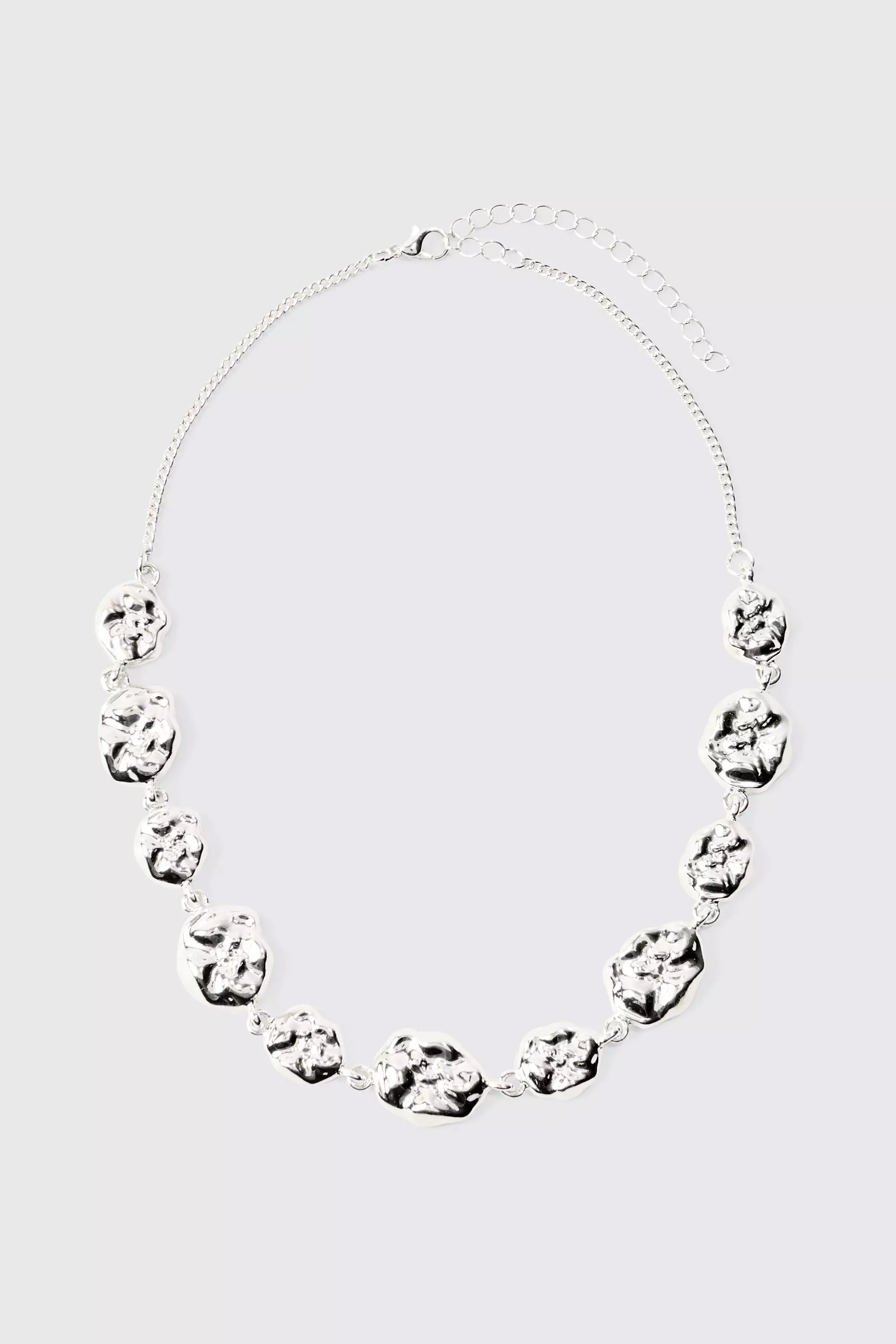 Molten Effect Chunky Necklace In Silver alternative image