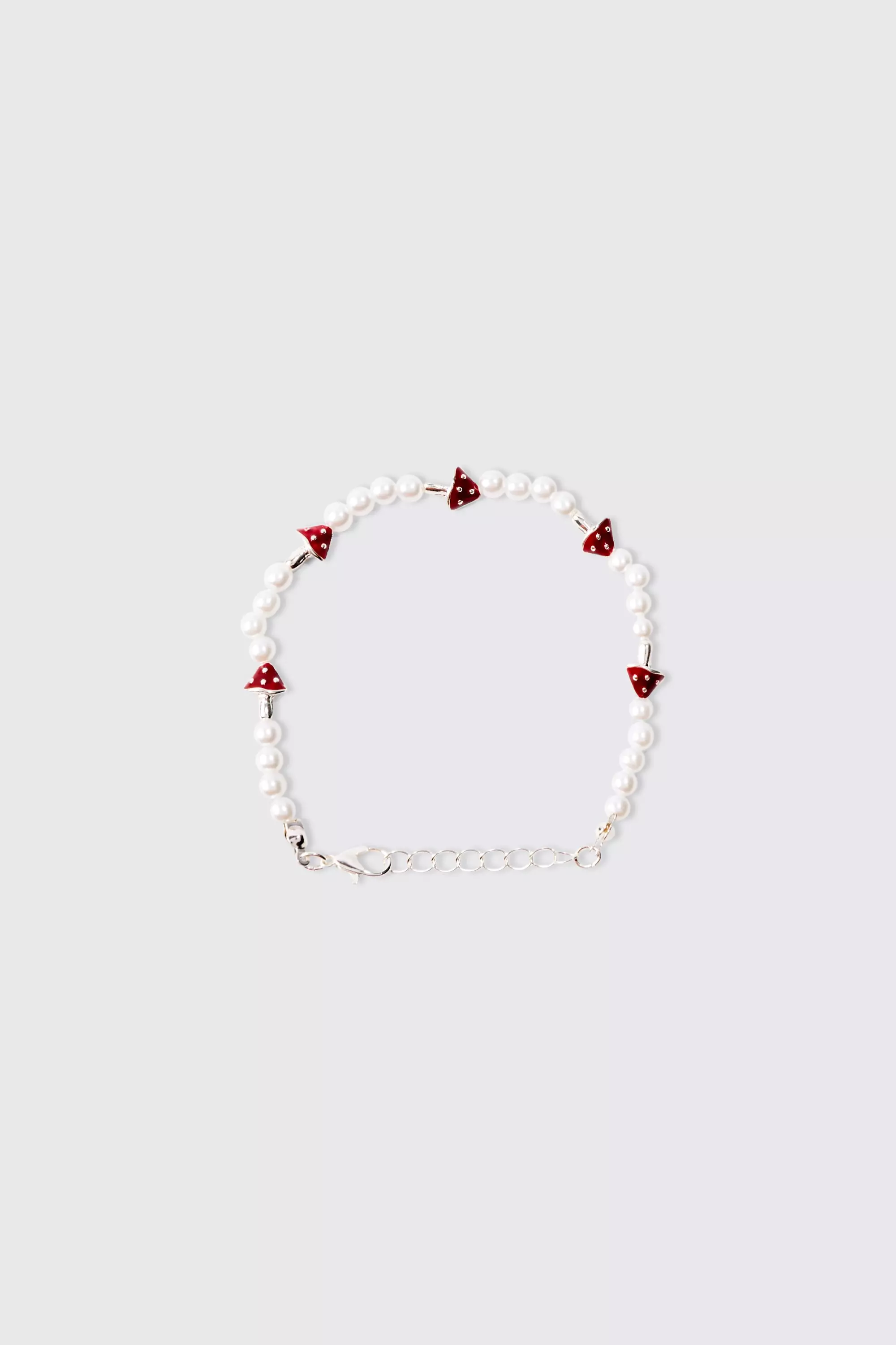 Pearl Mushroom Pendant Bracelet White