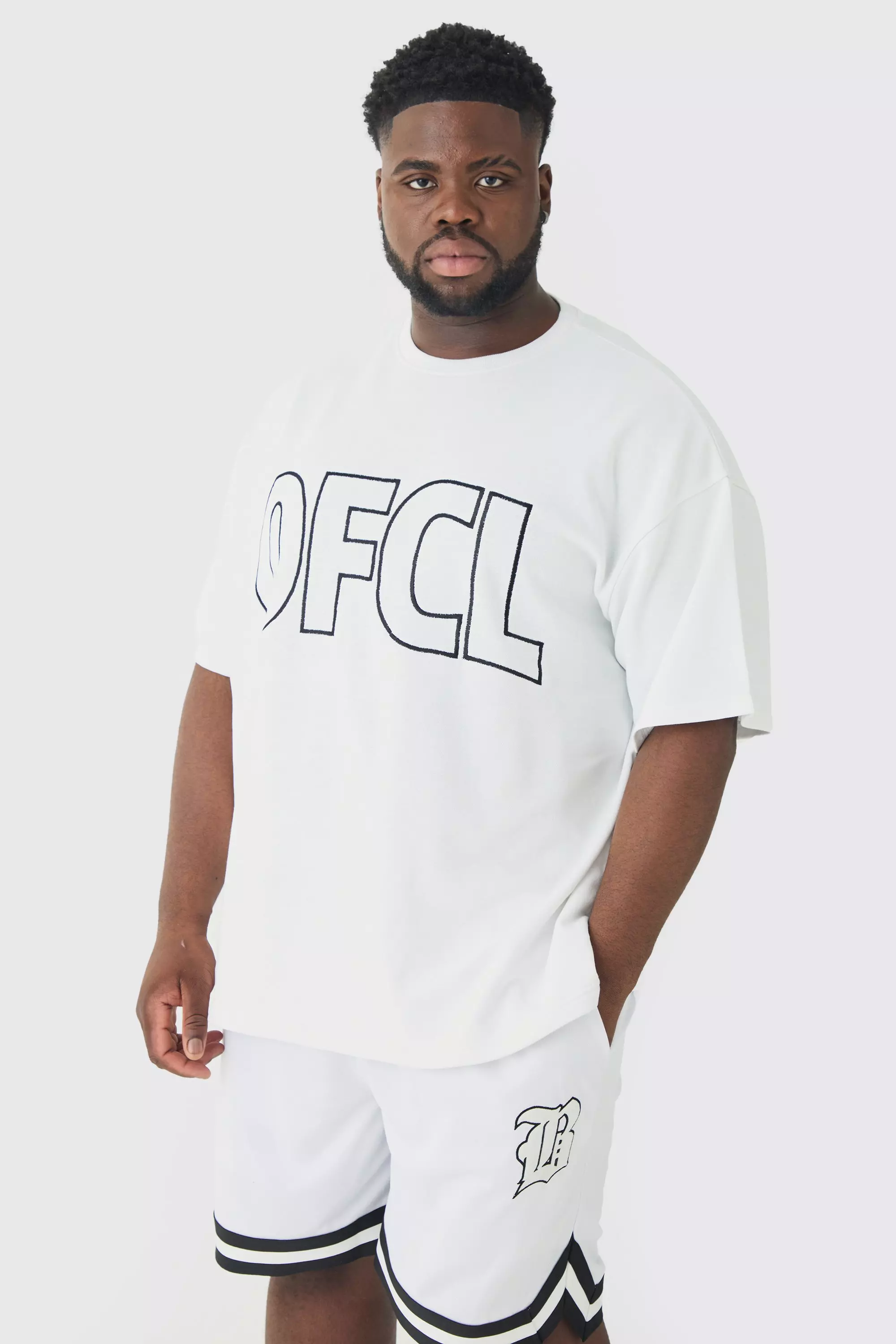 White Plus Oversized OFCL Embroidered T-shirt