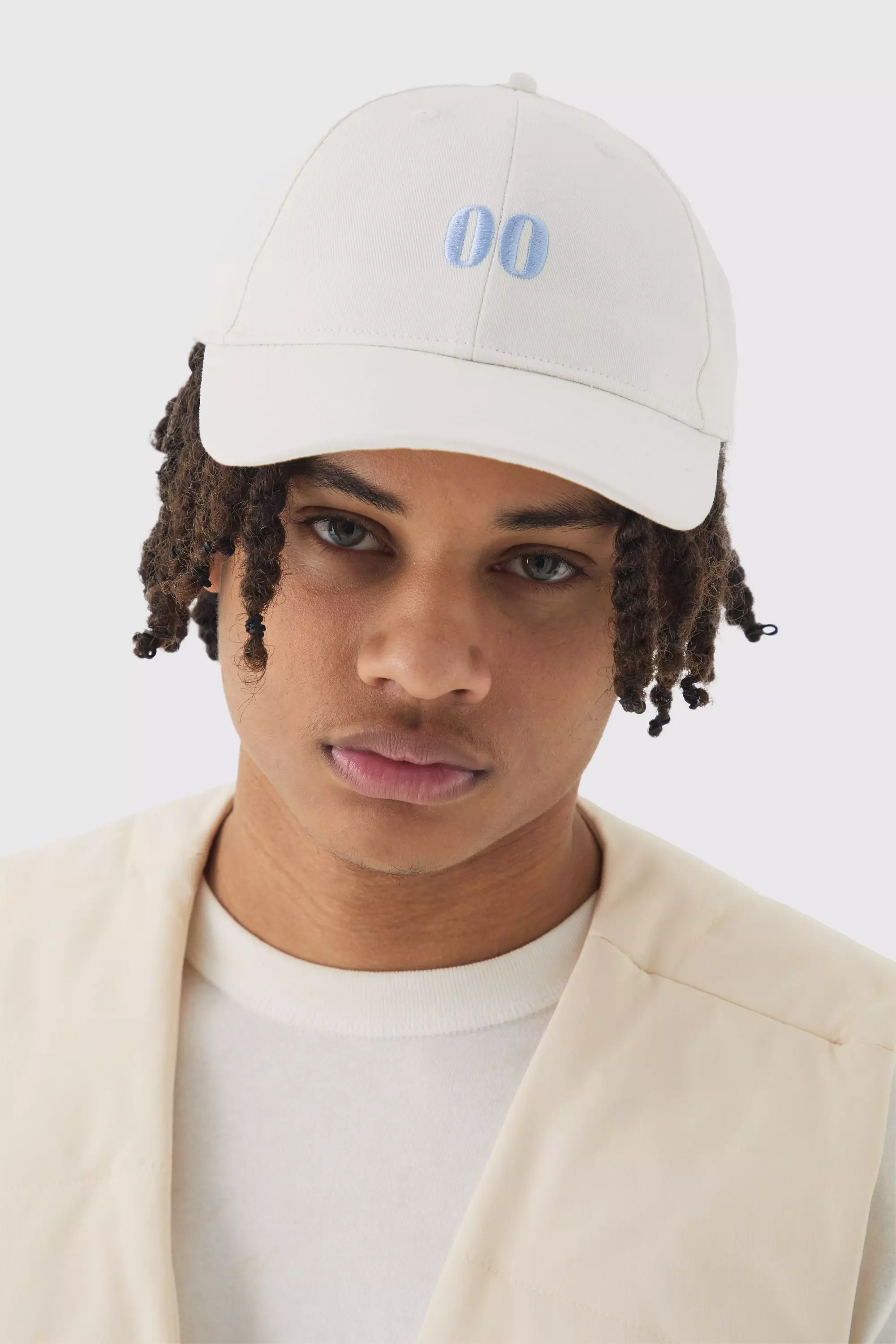 Twill Embroidered Cap In White White