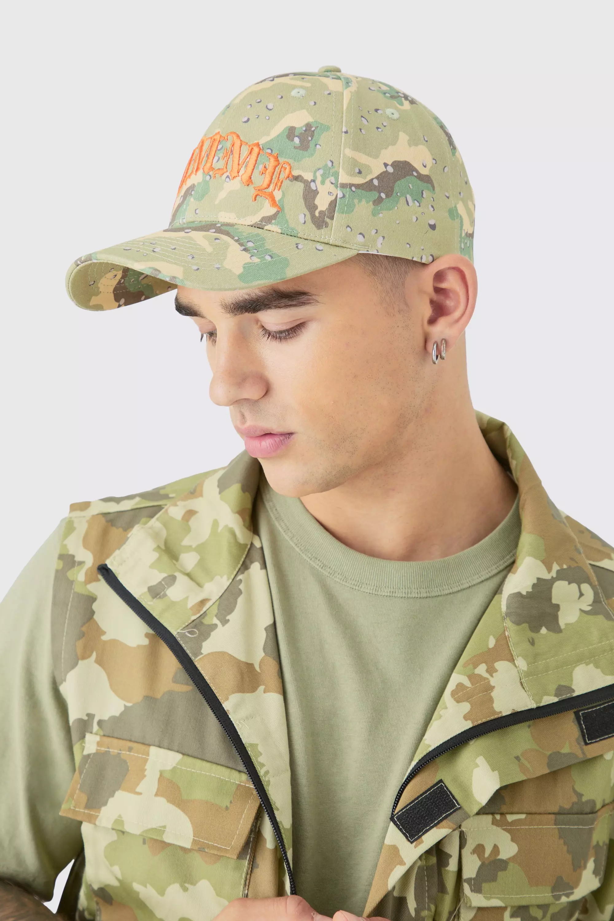 Homme Camo Cap In Green Green