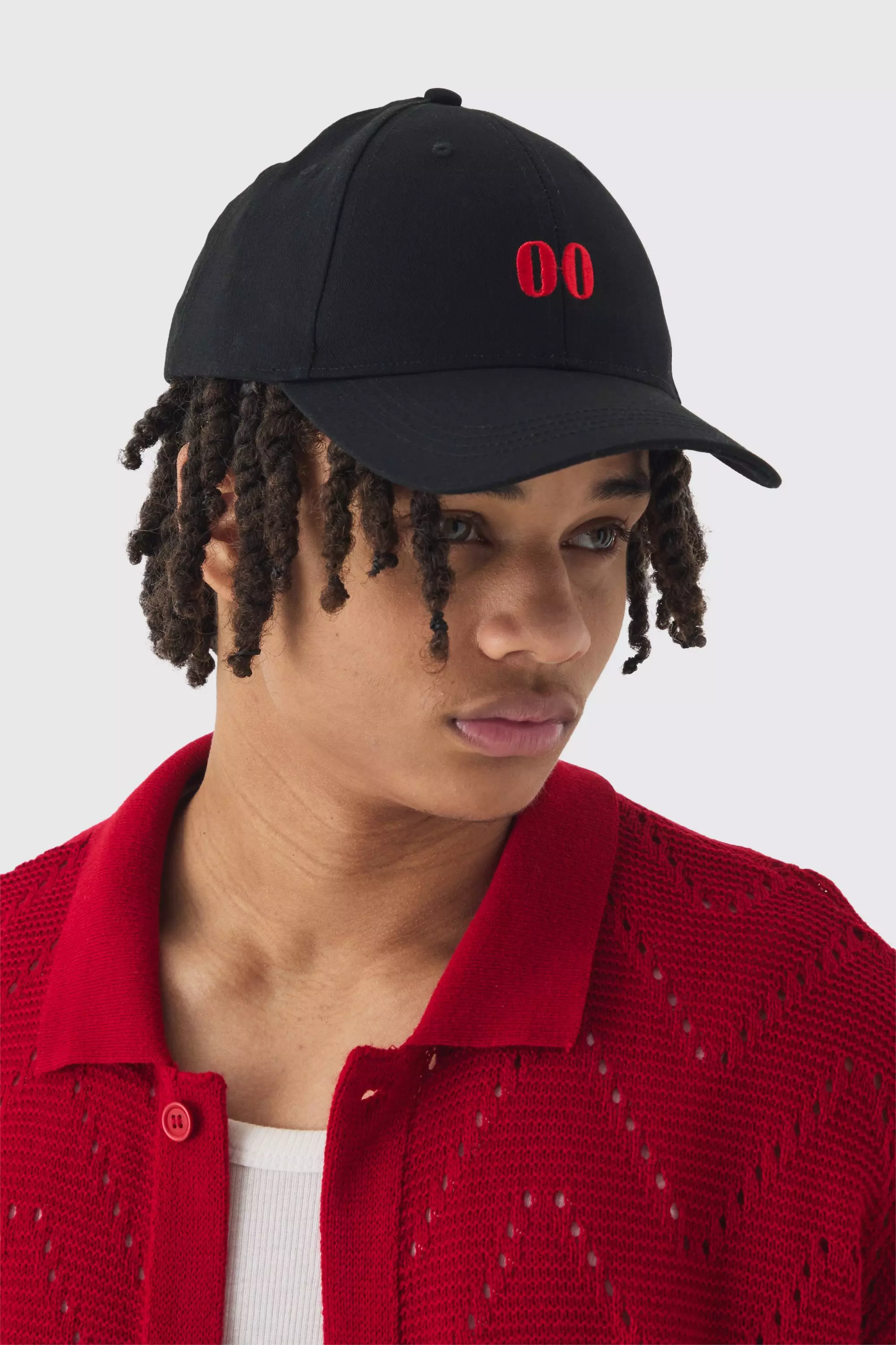 Twill Embroidered Cap In Black Black