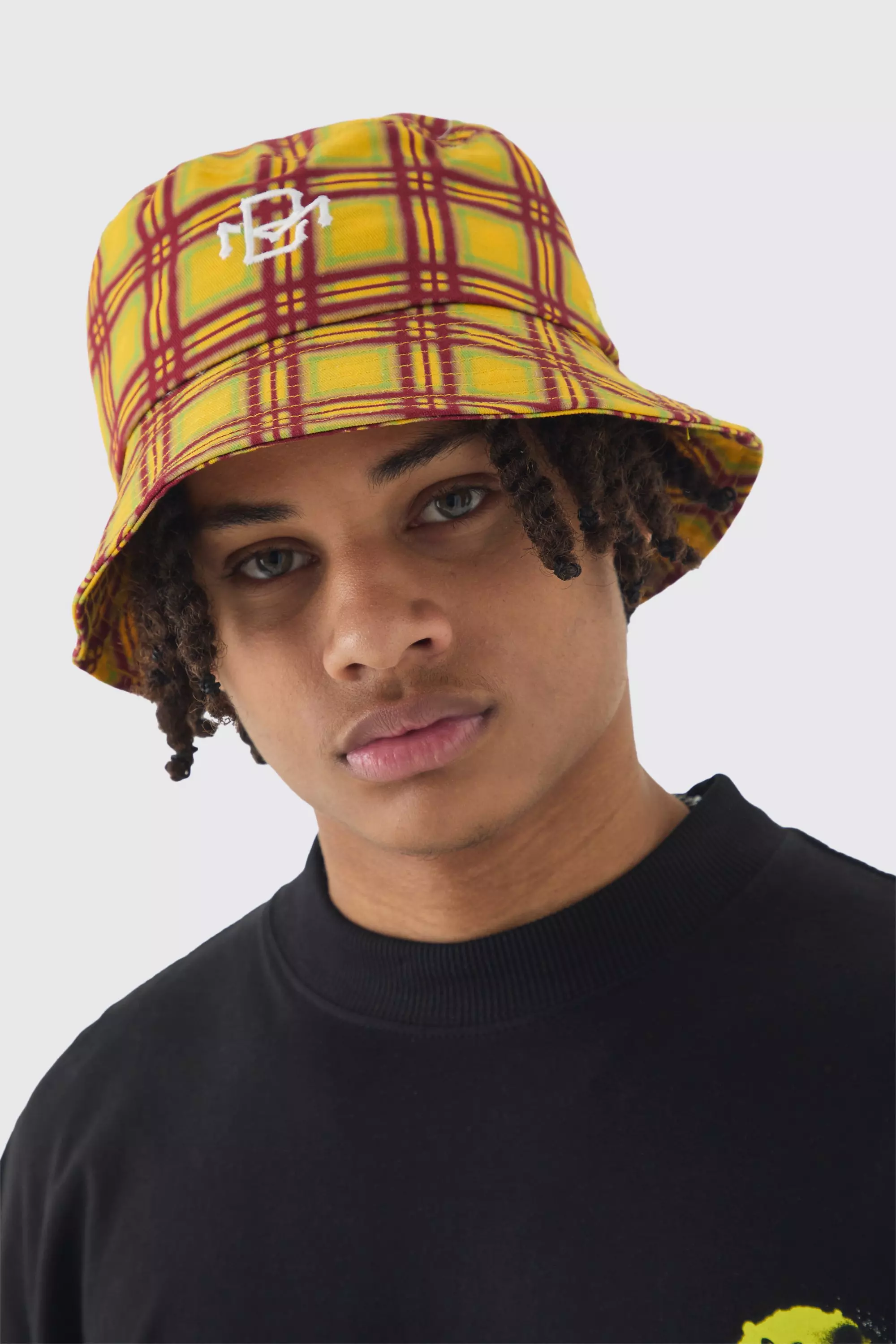 BM Plaid Bucket Hat In Yellow Yellow