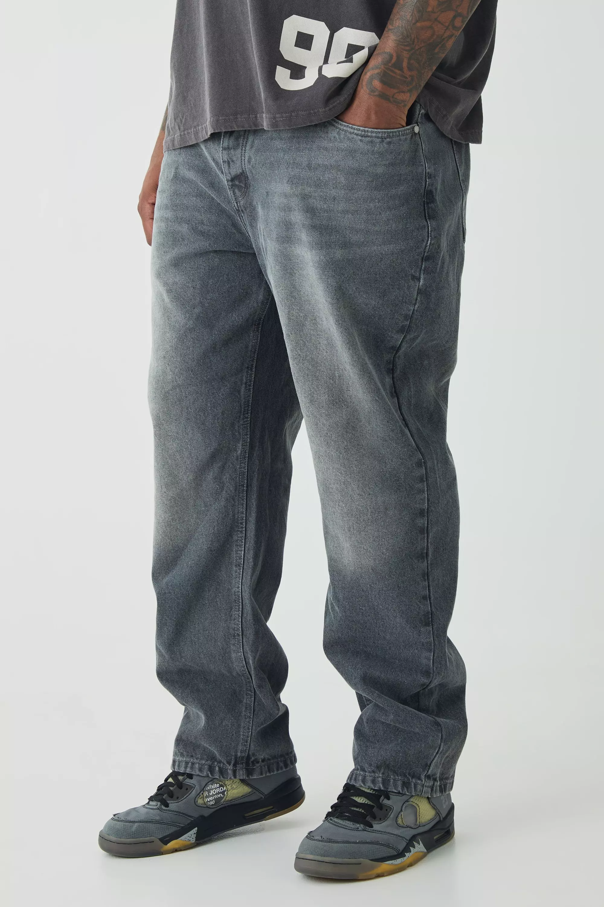 Grey Plus Straight Rigid Jean