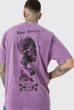 Purple Tall Skull Overdye Graphic T-shirt