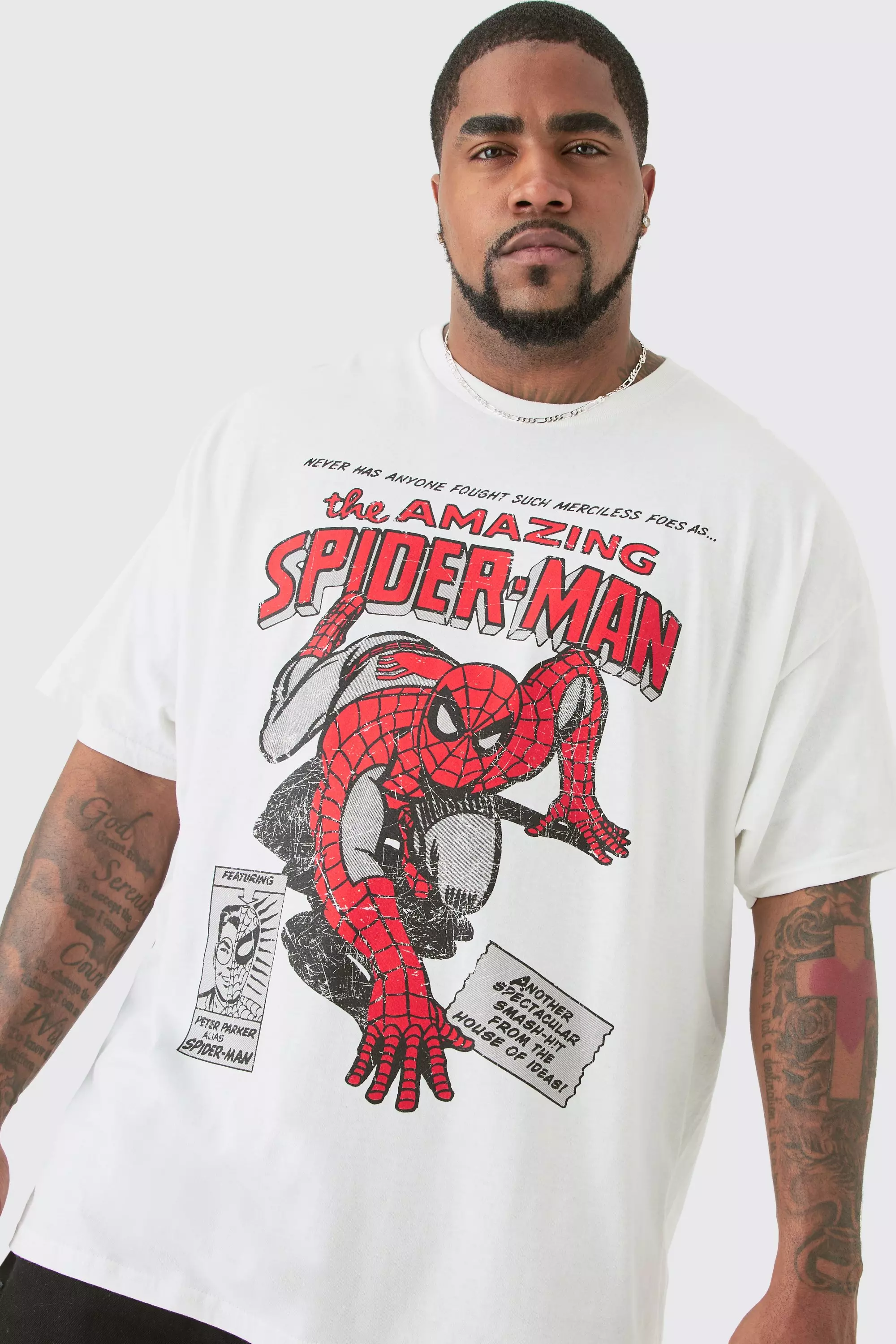 White Plus Oversized Spiderman License T-shirt alternative image