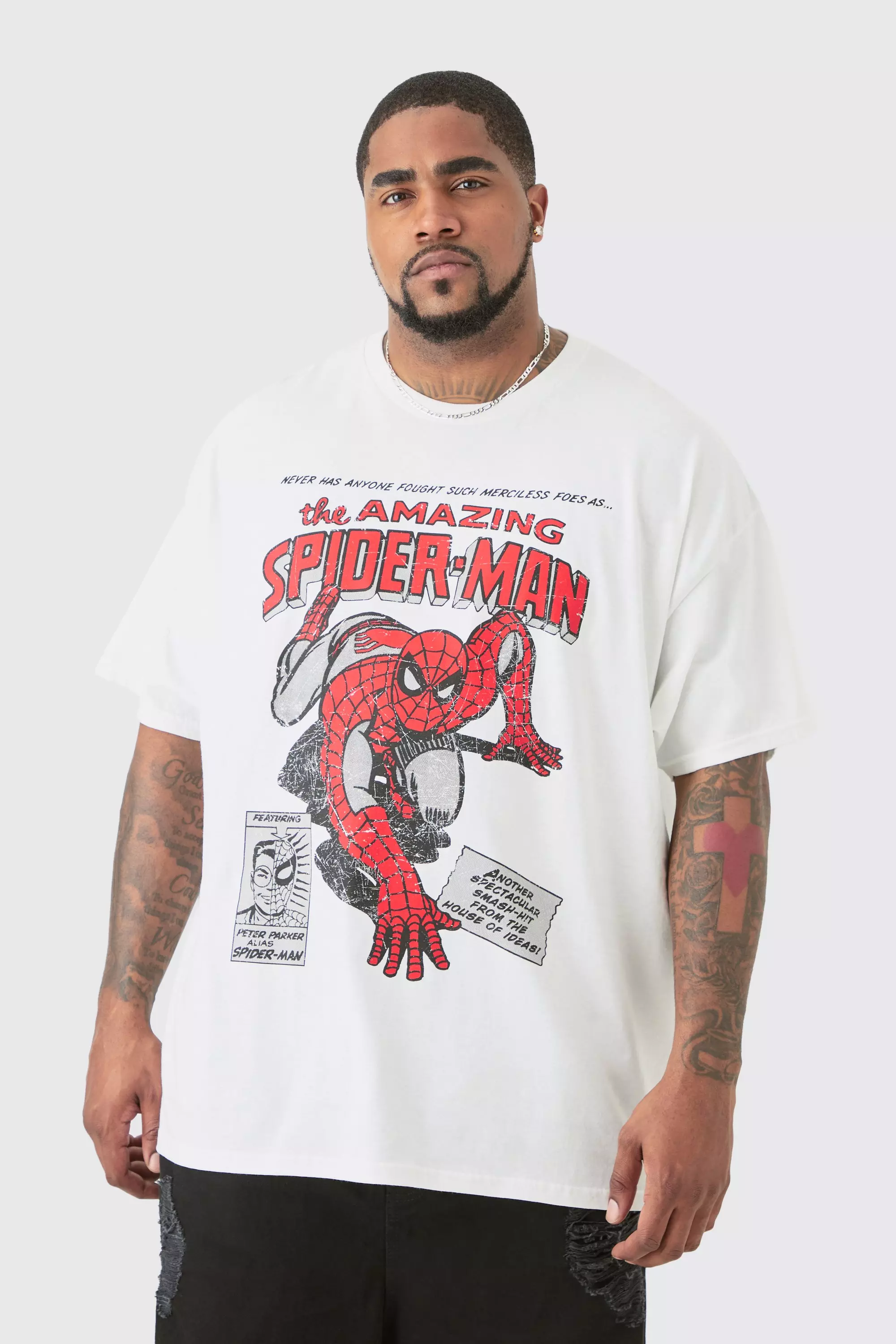 White Plus Oversized Spiderman License T-shirt alternative image