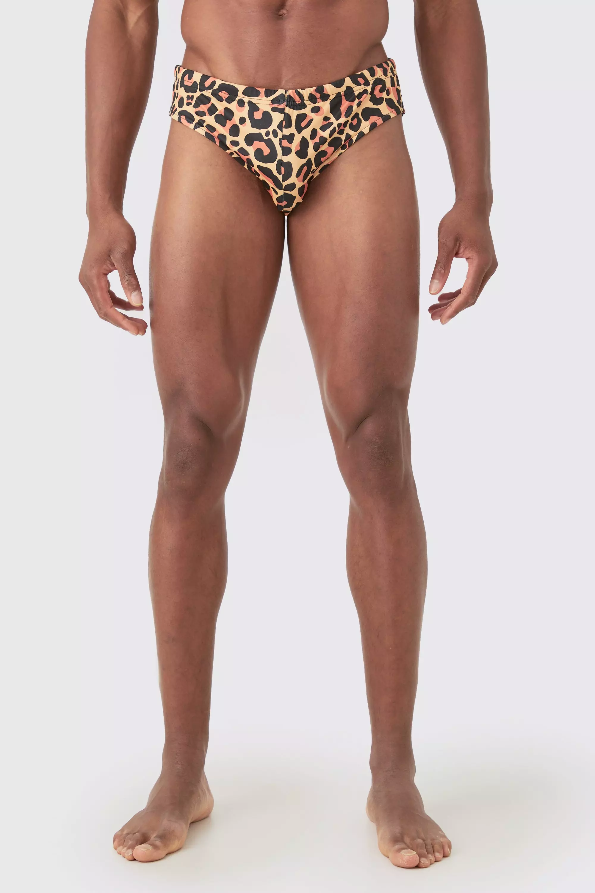 Leopard mens swim briefs sales