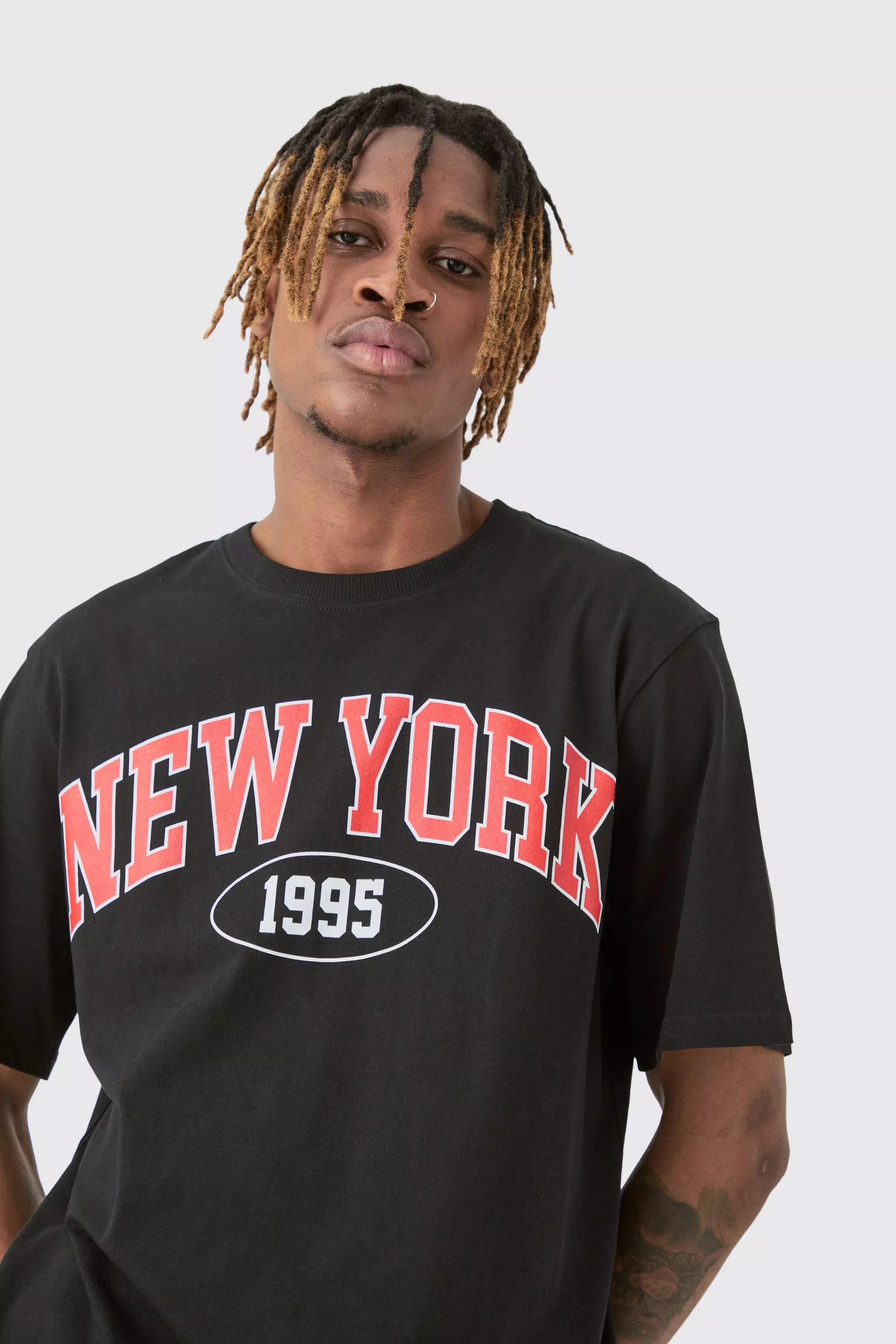 Tall New York Varsity Print T-shirt Black