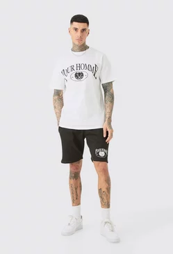 Tall Pour Homme Graphic T-shirt & Short Set White