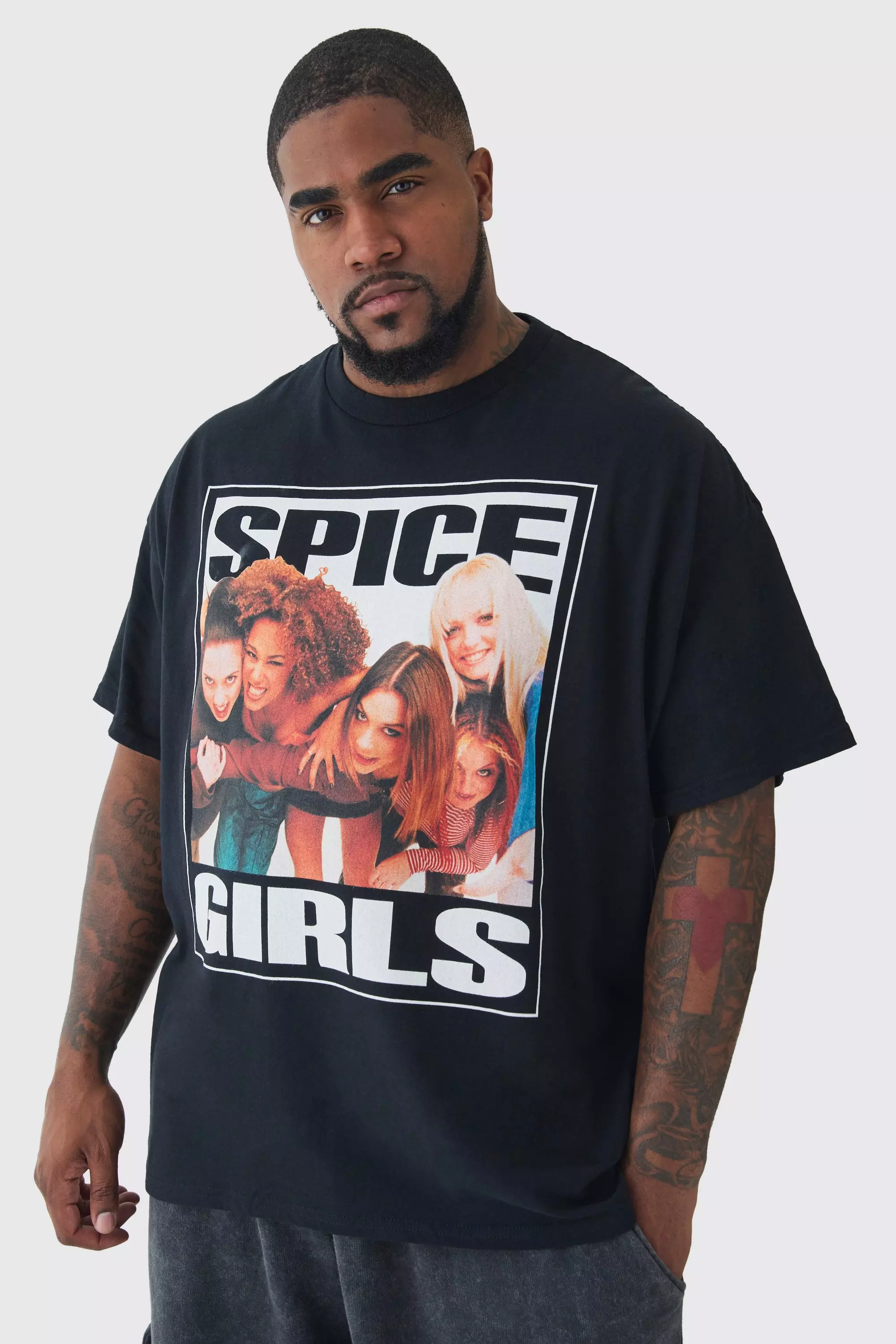 Plus Spice Girls License T shirt In Black boohooMAN UK