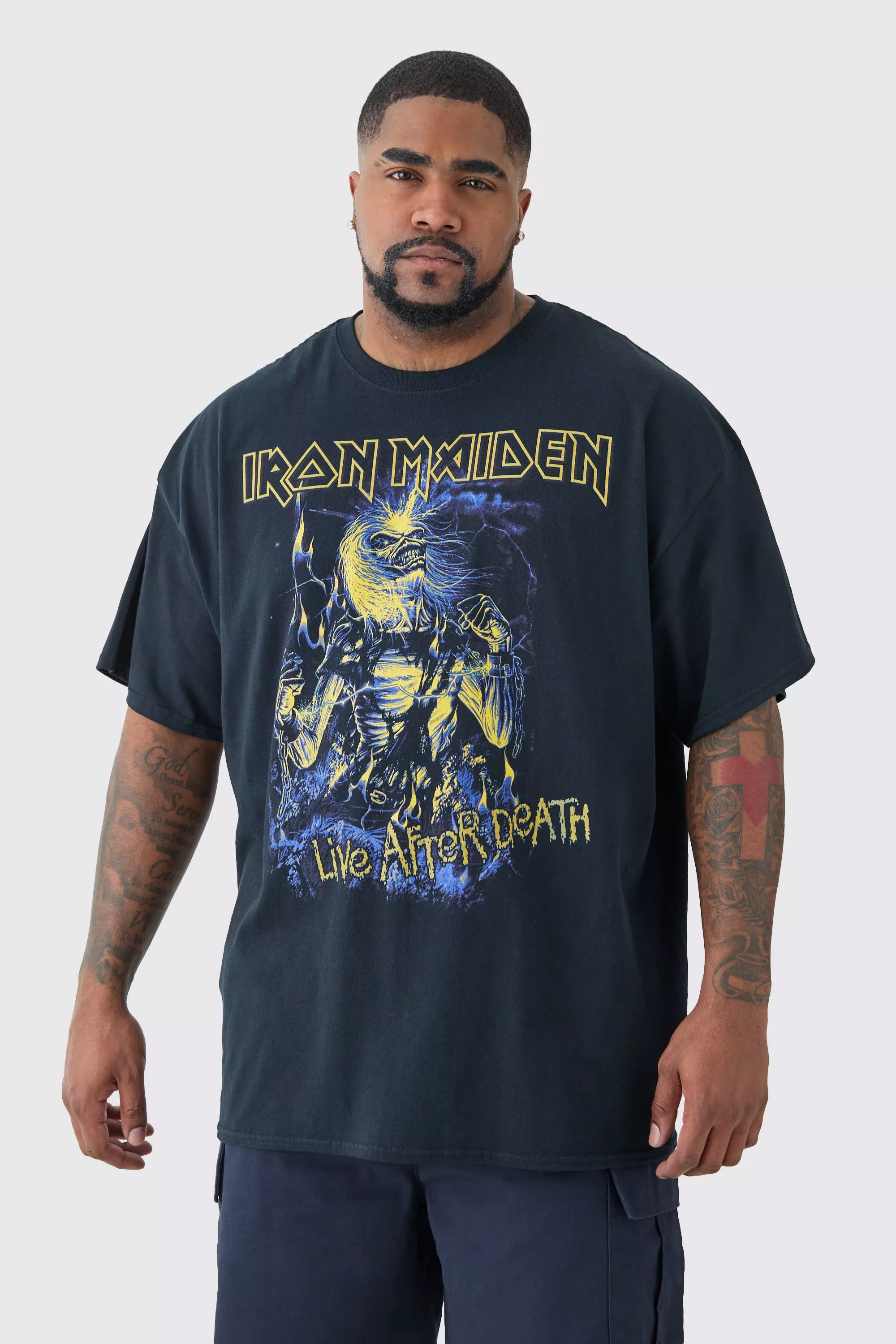Plus Oversized Iron Maiden Licence T-shirt In Black Black
