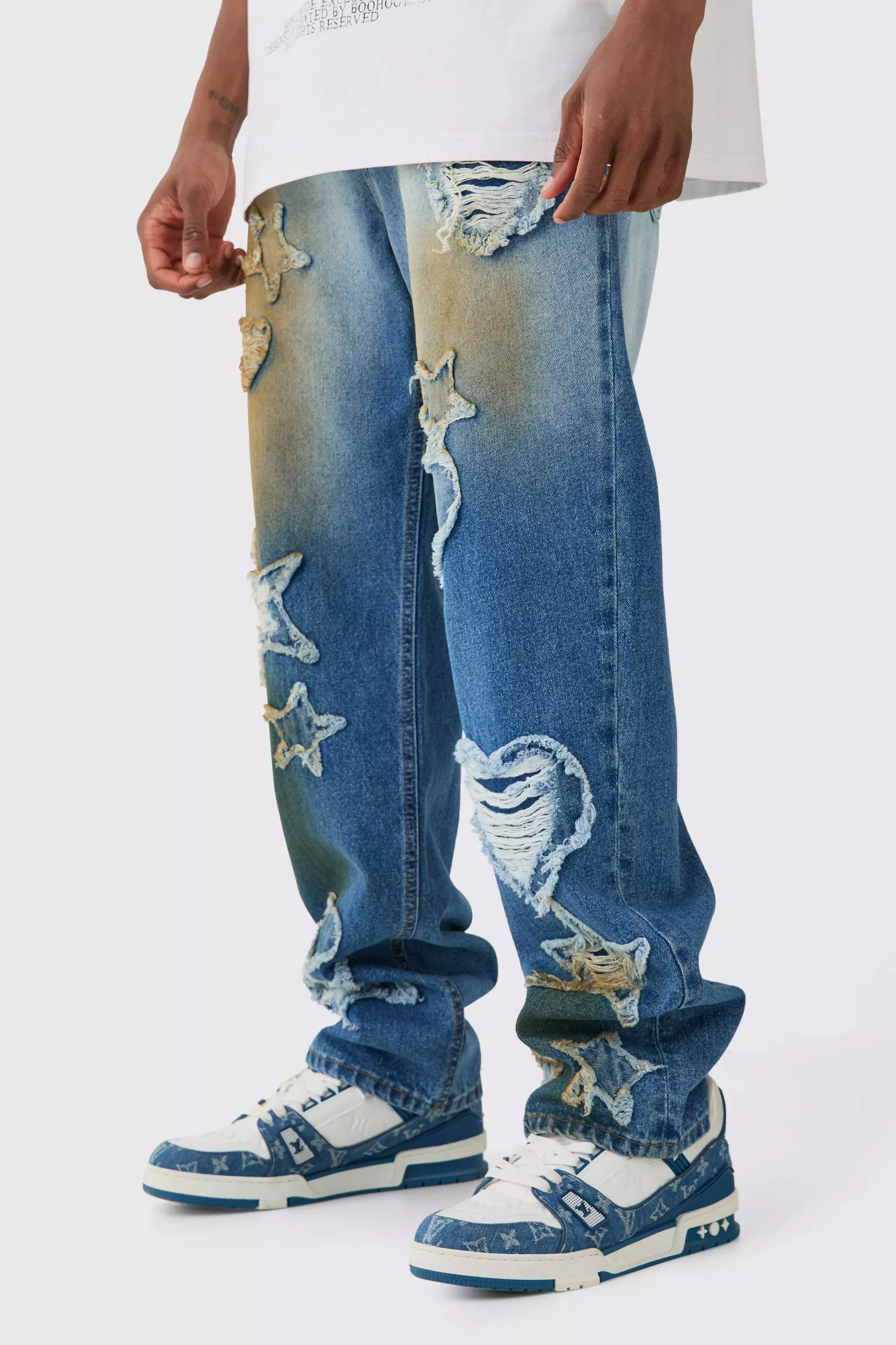 Jeans Tall Rilassati Con Applique, Antique blue immagine alternativa