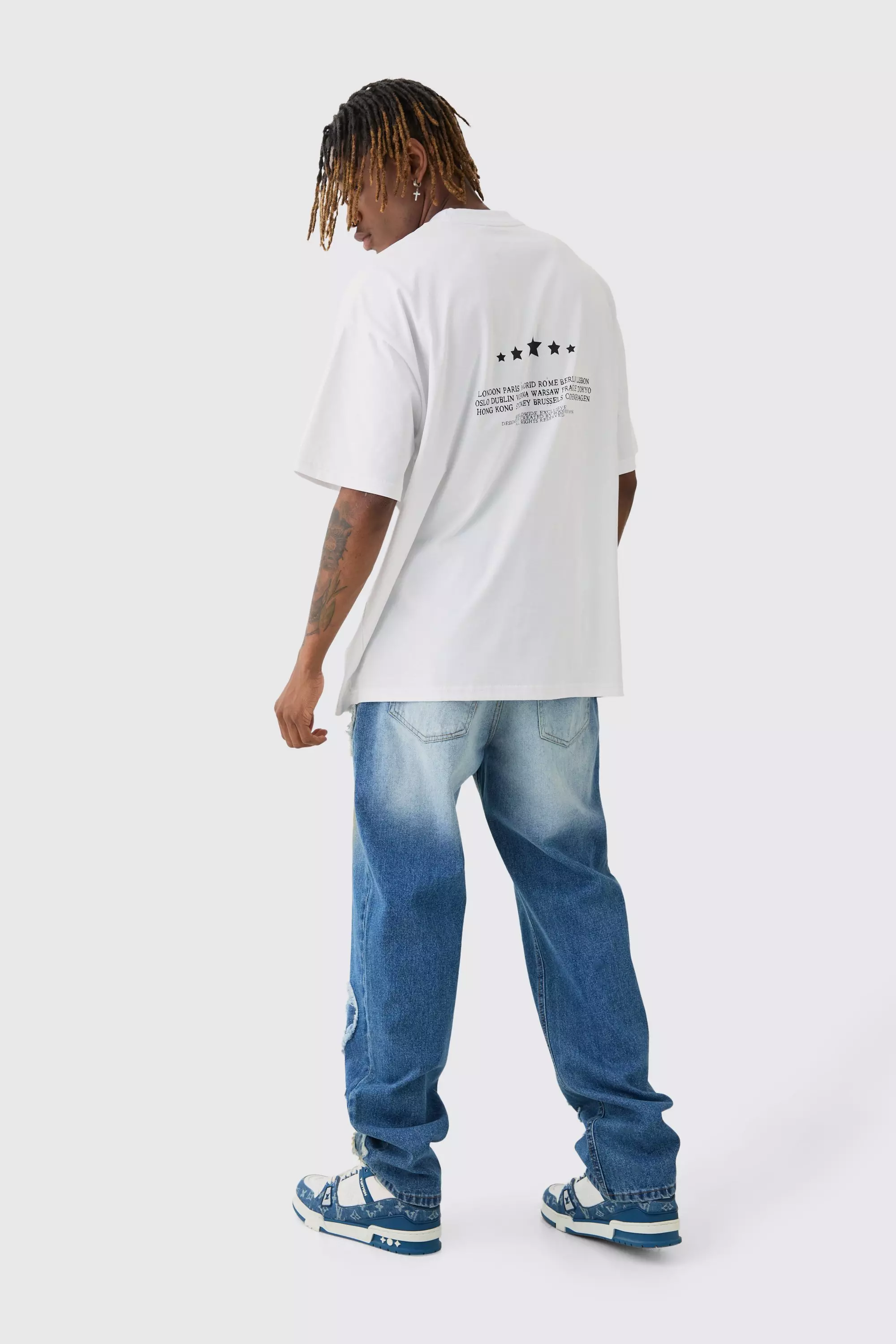 Jeans Tall Rilassati Con Applique, Antique blue immagine alternativa
