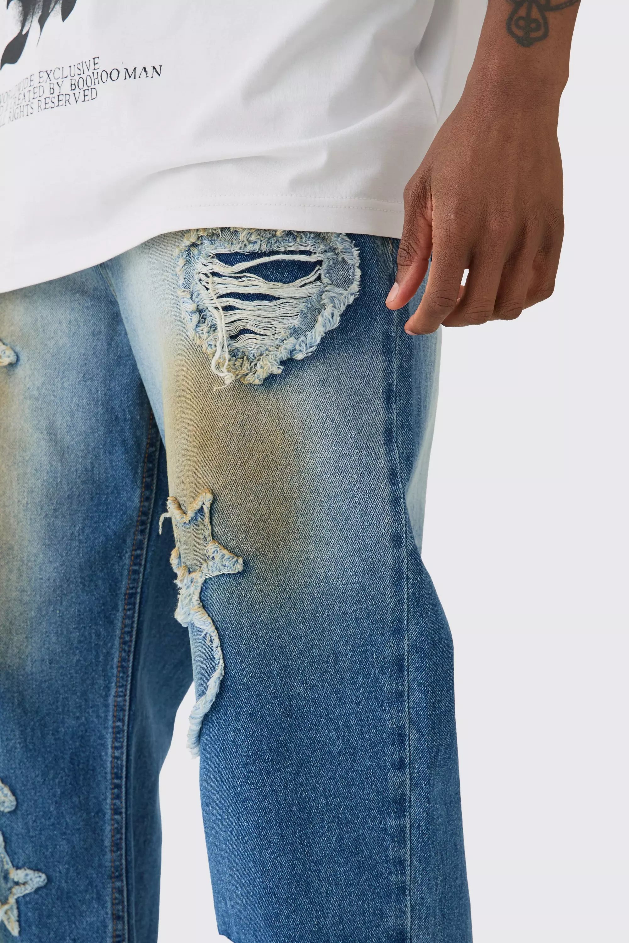 Jeans Tall Rilassati Con Applique, Antique blue immagine alternativa