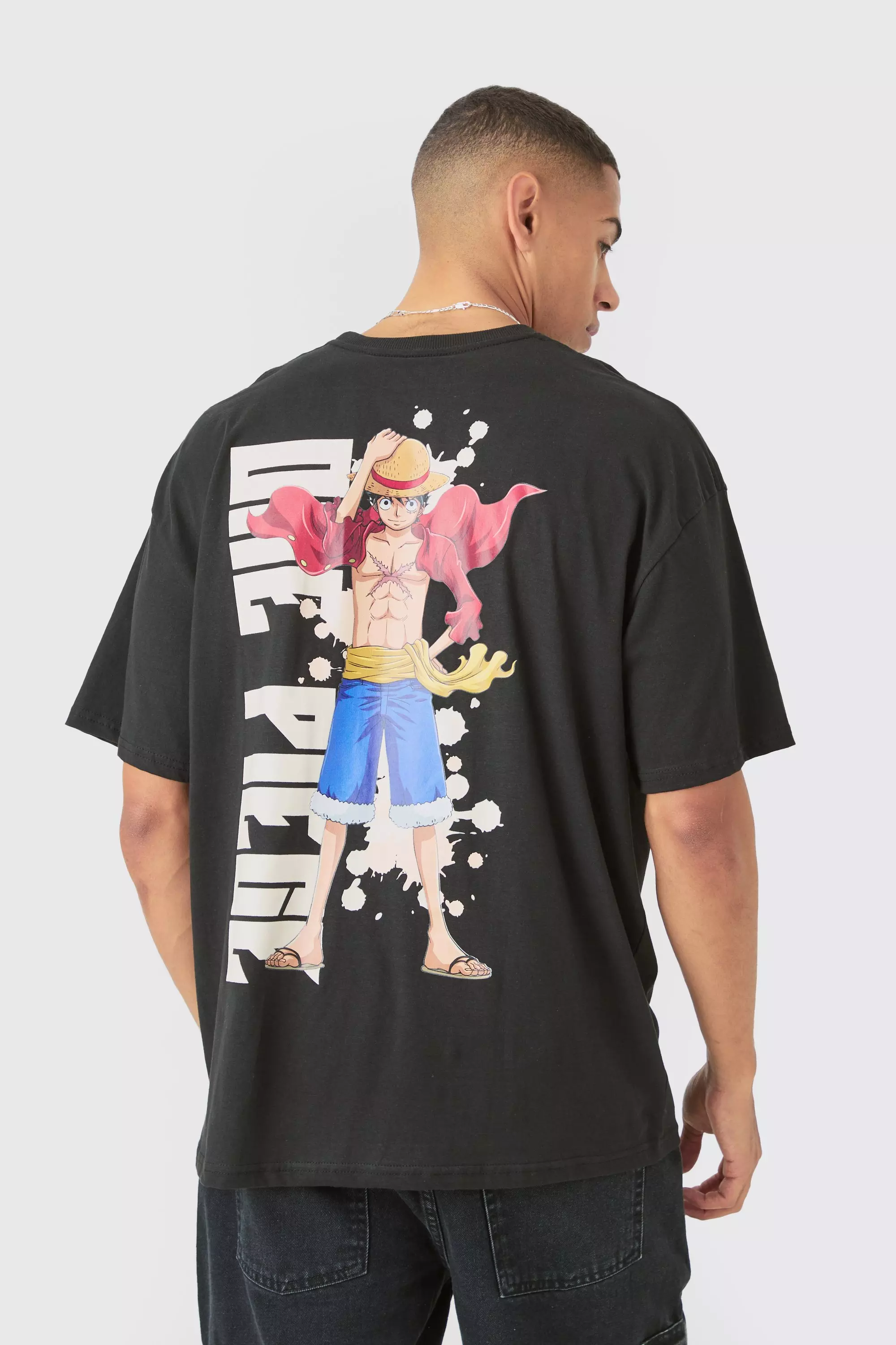 Black Oversized Gelicenseerd One Piece Anime T-Shirt alternatieve afbeelding