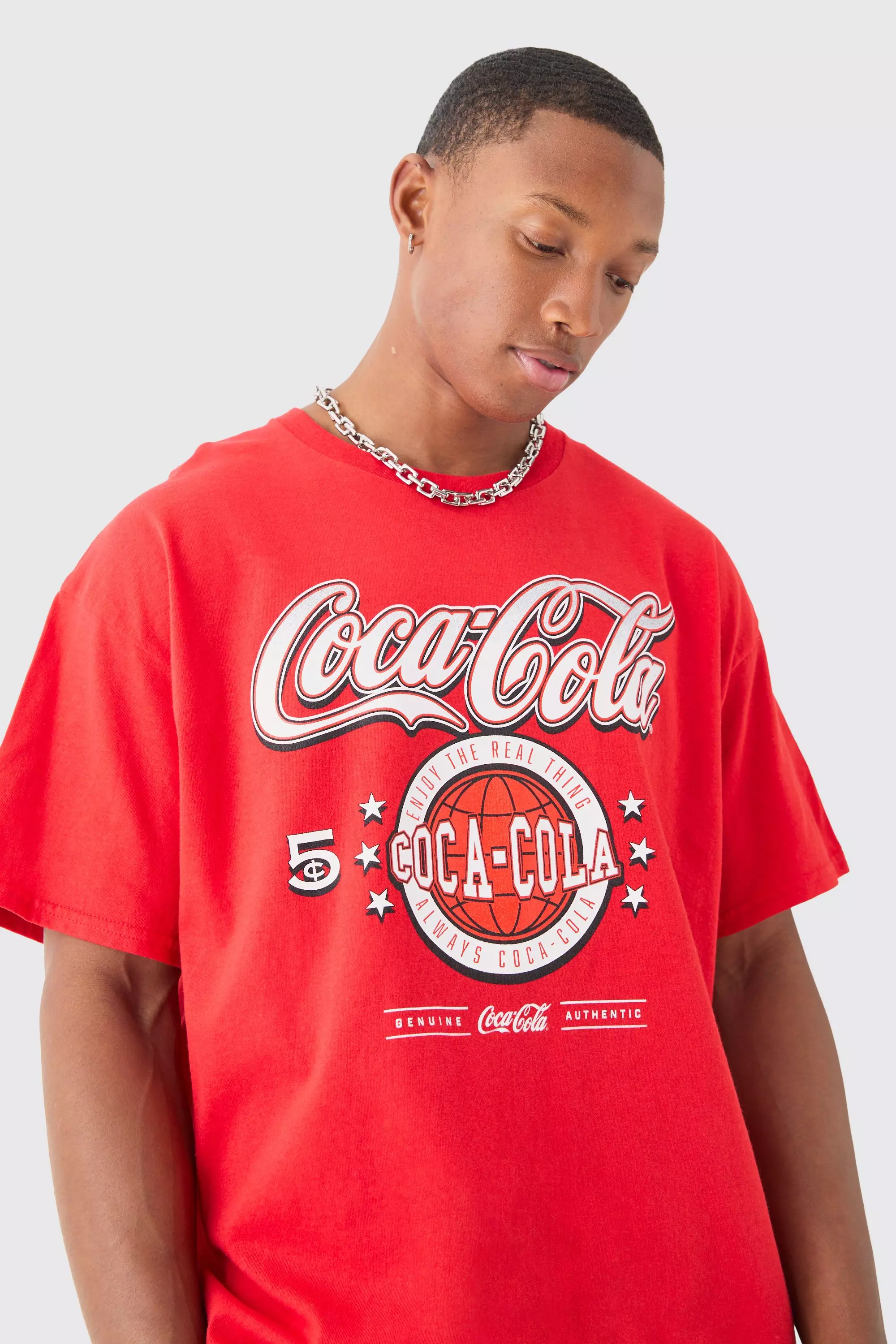 Red Oversized Coca Cola License T-shirt alternative image