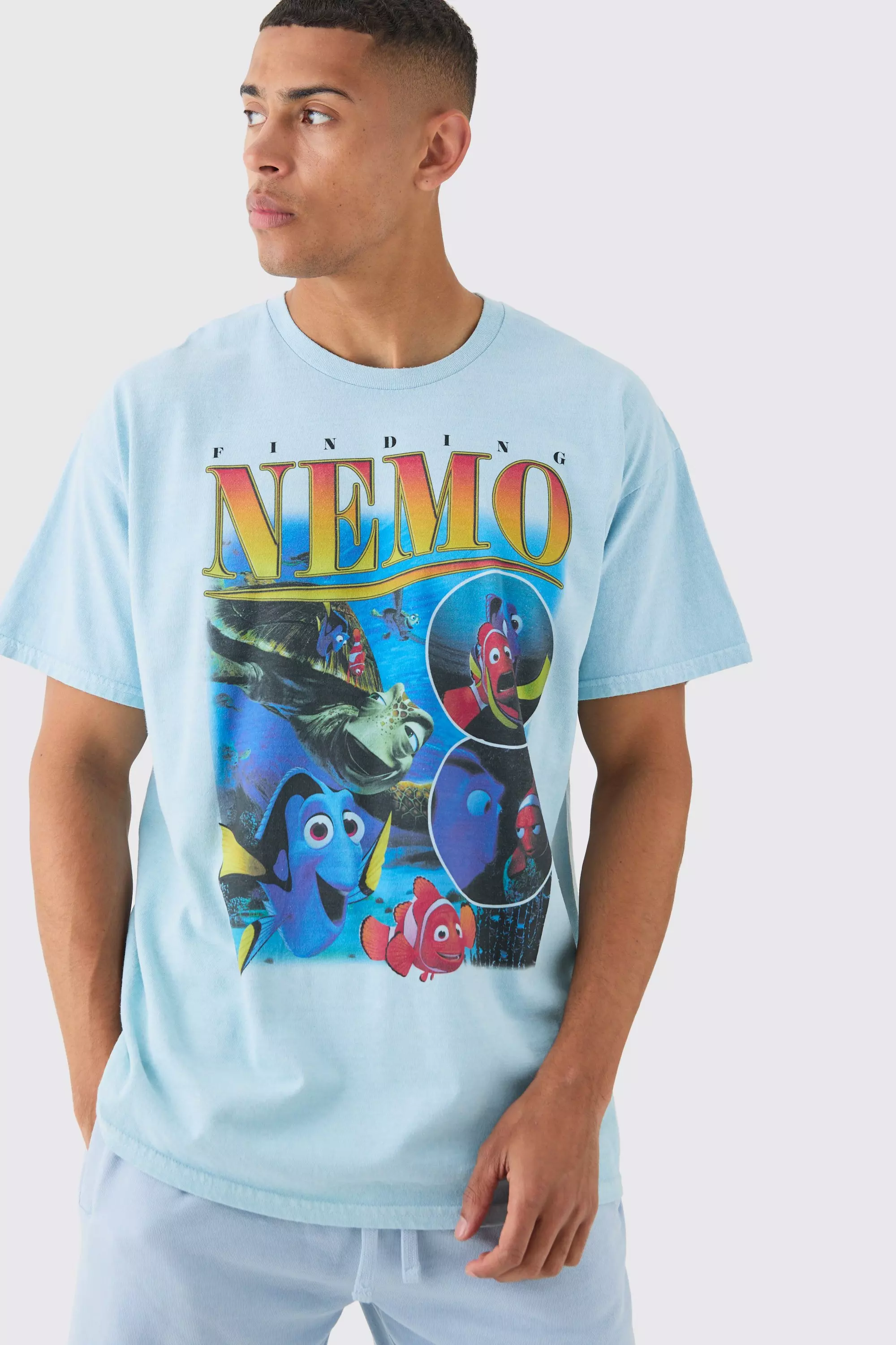 Oversized Finding Nemo Disney Wash License T-shirt Blue